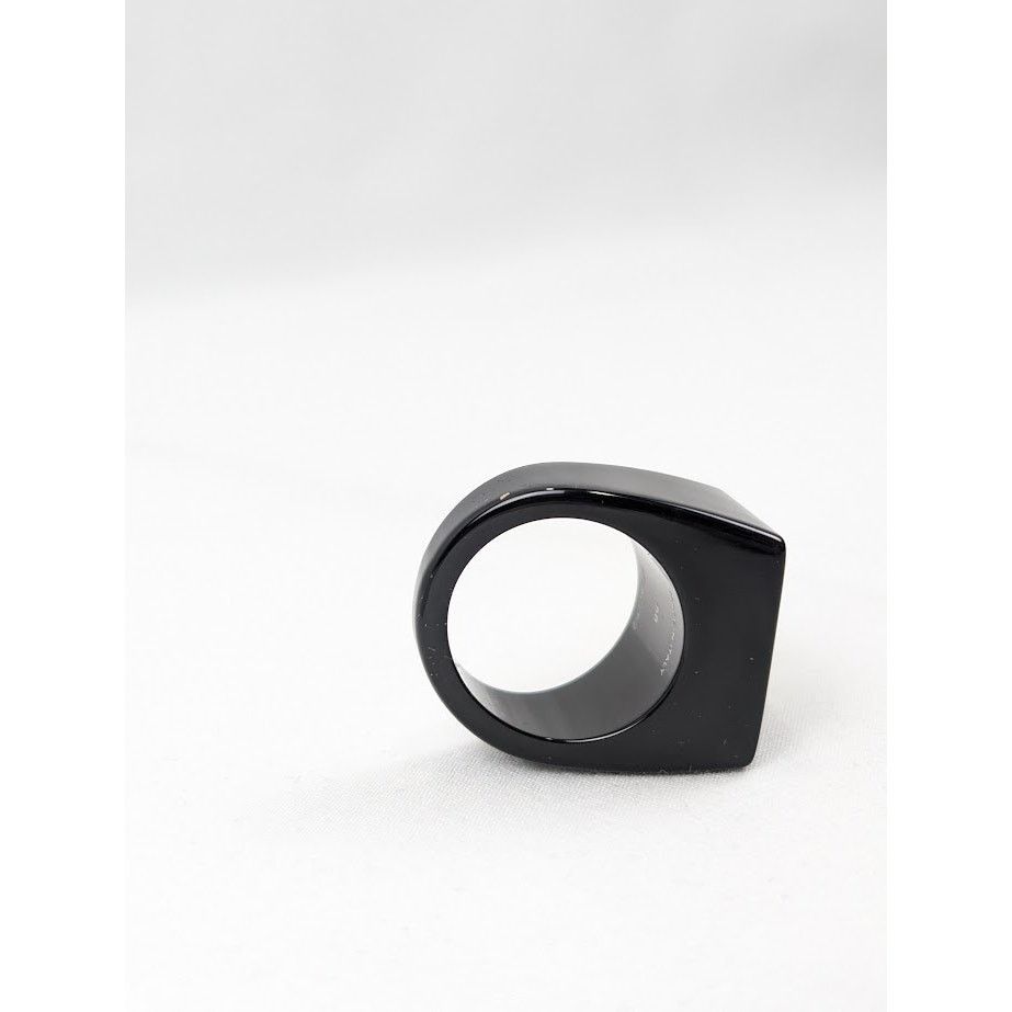 Celine o1rshd1 Size: 58 / Square Ring in Pexiglass in Black Size ONE SIZE - 9 Thumbnail