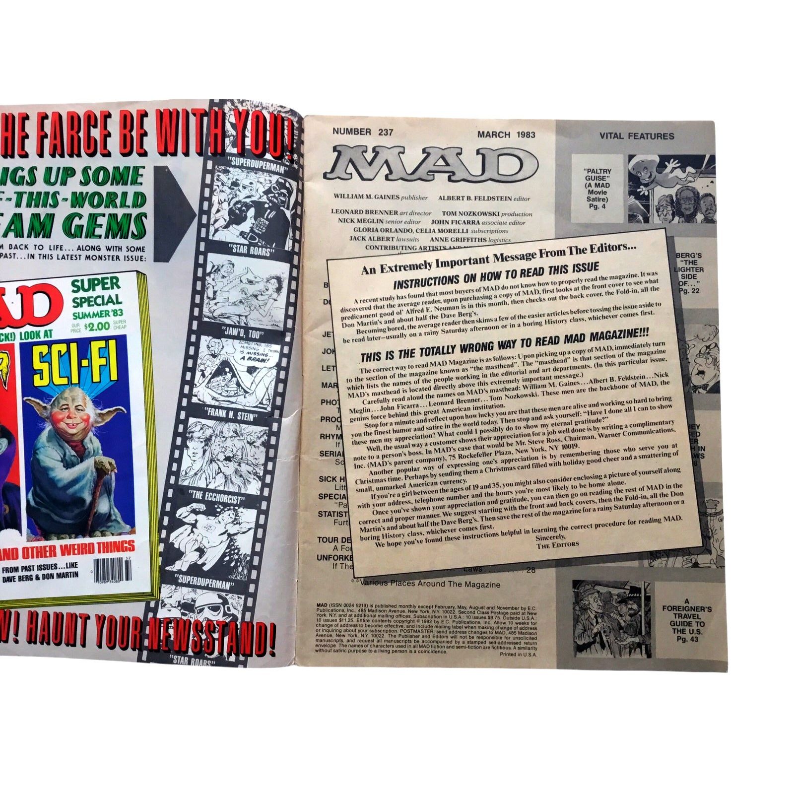 Other Mad Magazine No. 237 March 1983 Vintage Size ONE SIZE - 3 Thumbnail