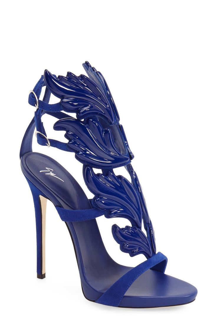 Giuseppe Zanotti Cruel Summer 110 Blue Setter Wing Strap Sandal Heel Pump 35 Size US 5 / IT 35 - 1 Thumbnail