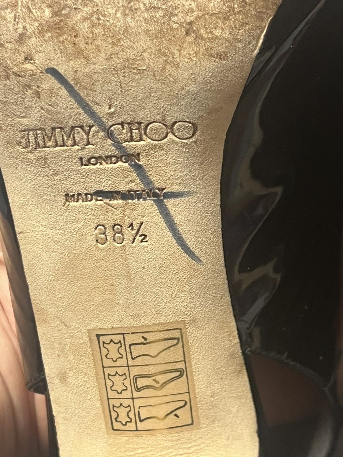 Jimmy Choo Jimmy Choo Black Patent Leather Slingback Heels Peep Toe Size US 8.5 / IT 38.5 - 10 Thumbnail