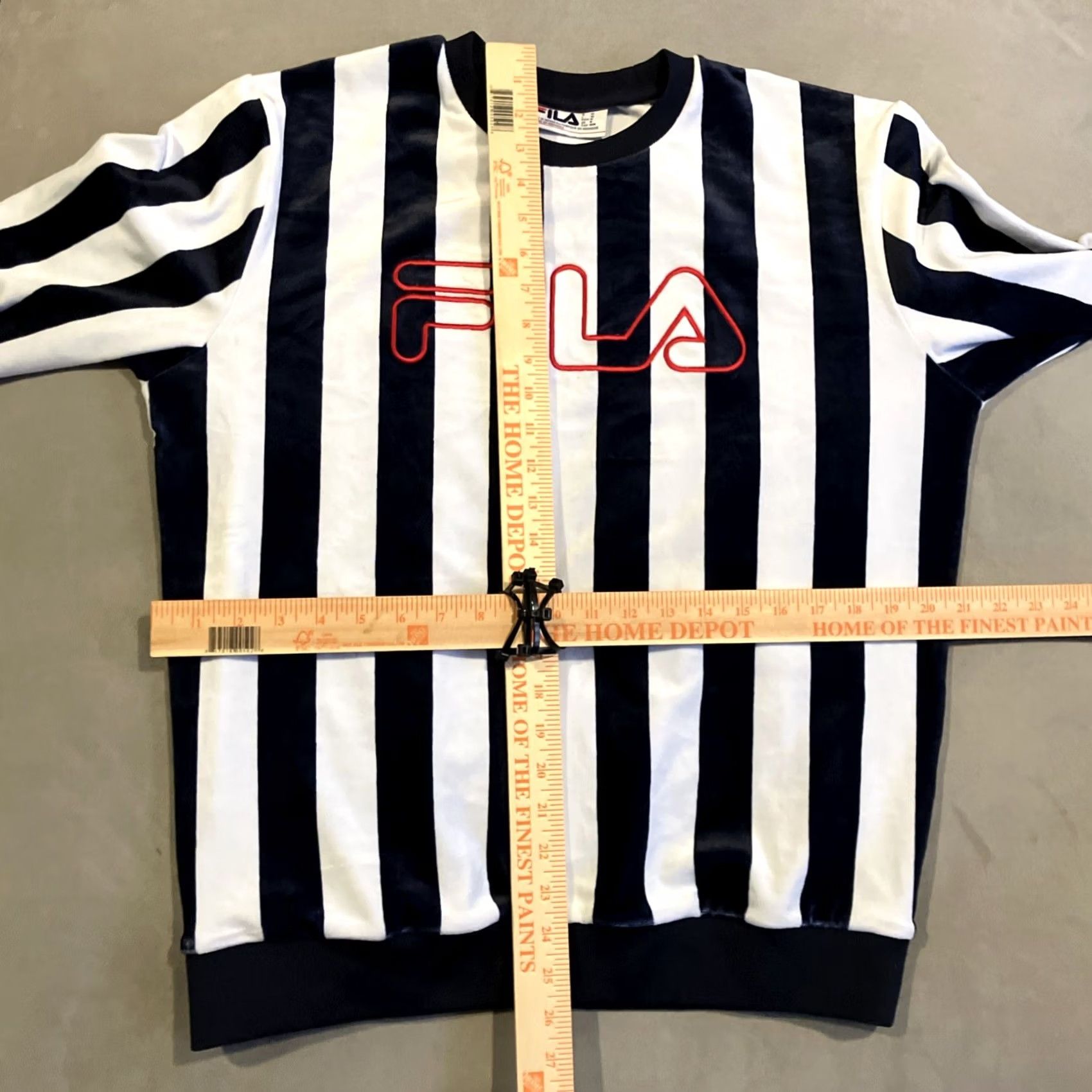 Fila Fila Velour Crewneck Sweatshirt Men's Medium Navy & White Stripe Awesome Size US M / EU 48-50 / 2 - 4 Thumbnail