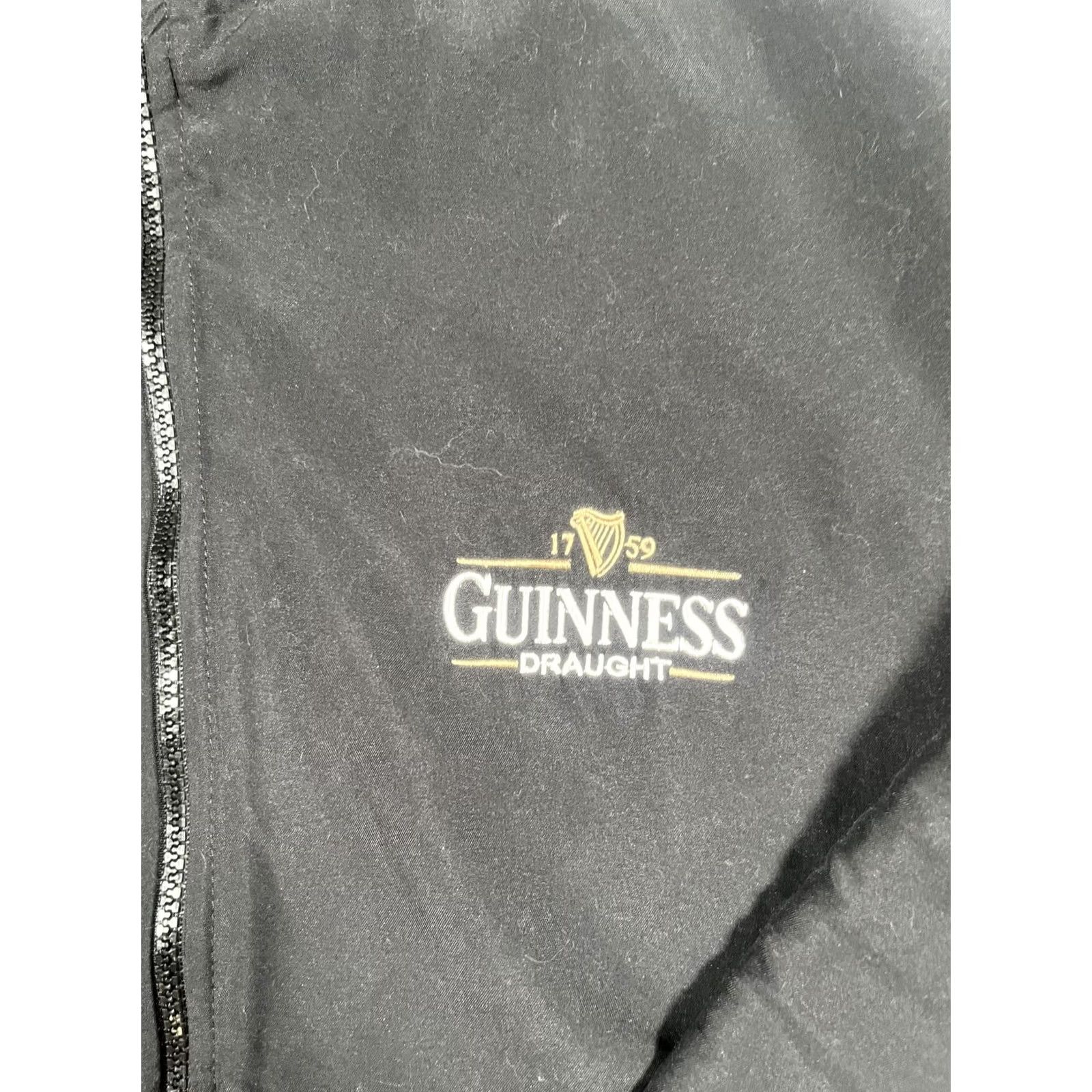 Vintage Guinness Jacket Mens Medium Black Reversible Puffer Coat Fleece Full Zip Pockets Beers Theme Size US M / EU 48-50 / 2 - 6 Thumbnail