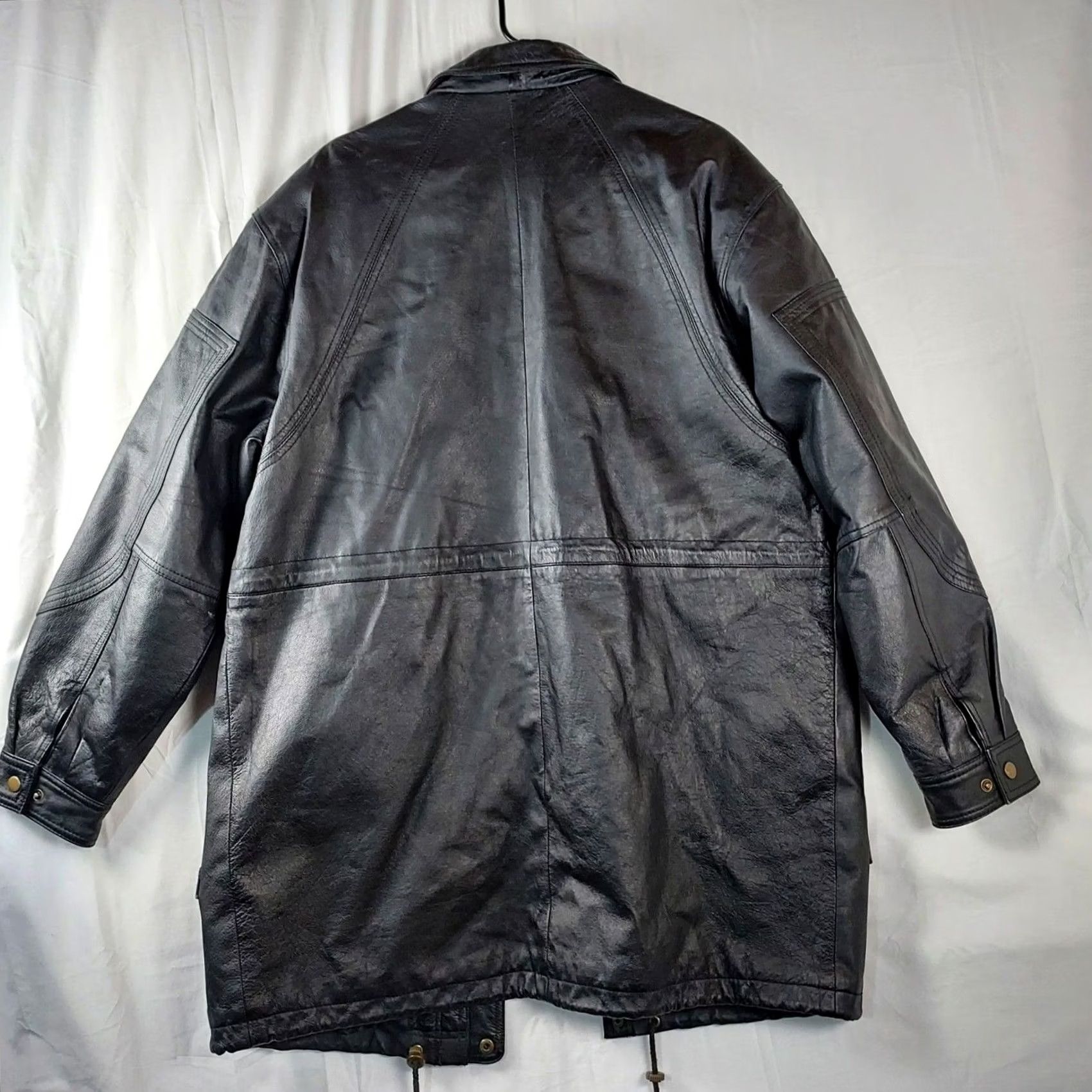 Vintage Duncan Row Genuine Leather Long Jacket Coat Mens Medium Black Pockets Size US M / EU 48-50 / 2 - 2 Thumbnail