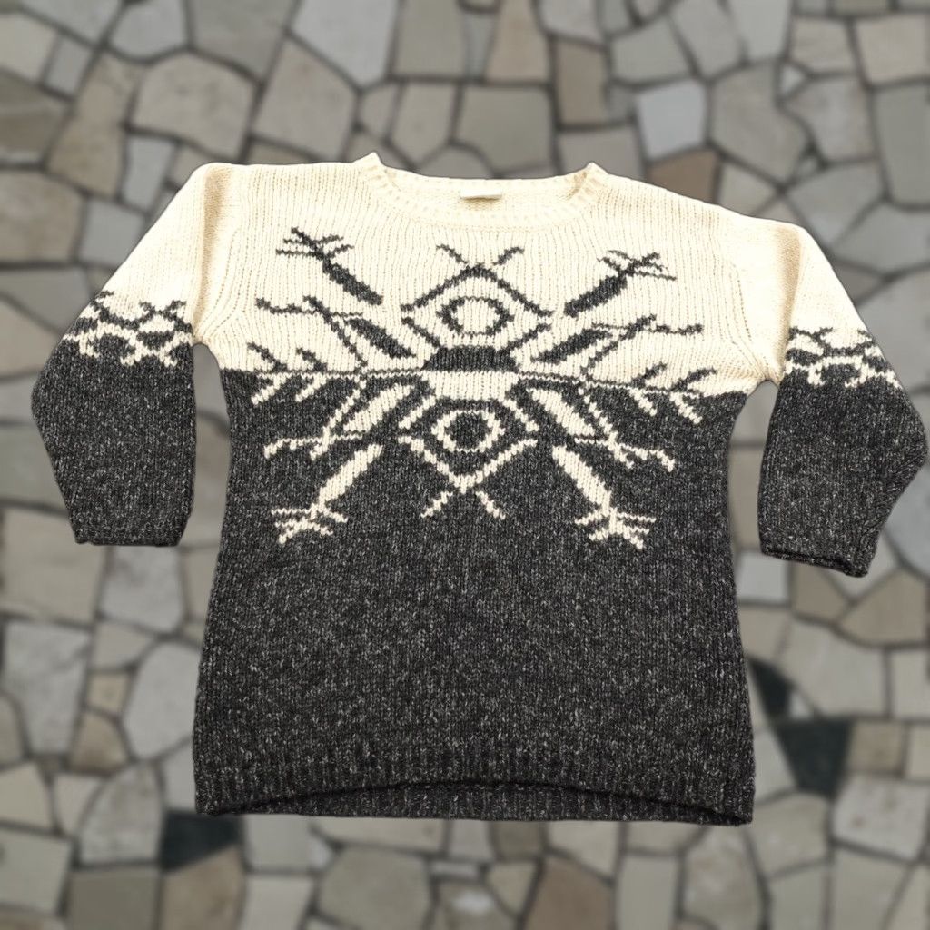 Ganni Ganni Sweater Womens XL Gray Beige Fair Isle Wool Blend Crew Neck 3/4 Sleeve Knit Pullover Casual Womens Size L / US 10 / IT 46 - 1 Thumbnail