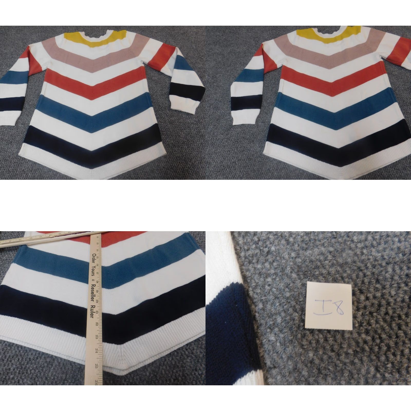 Apt. 9 Apt 9 Womens Sweater M Pullover White Striped Open-Knit Raglan Sleeve Crew Neck Stretch Button Regular Women Mens? Size M / US 6-8 / IT 42-44 - 8 Thumbnail