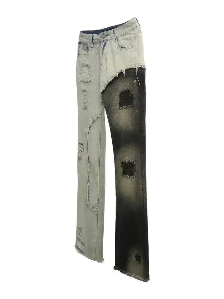 Japanese Brand cutting-edge design, stitching, tattered beggar pants Size US 30 / EU 46 - 5 Thumbnail