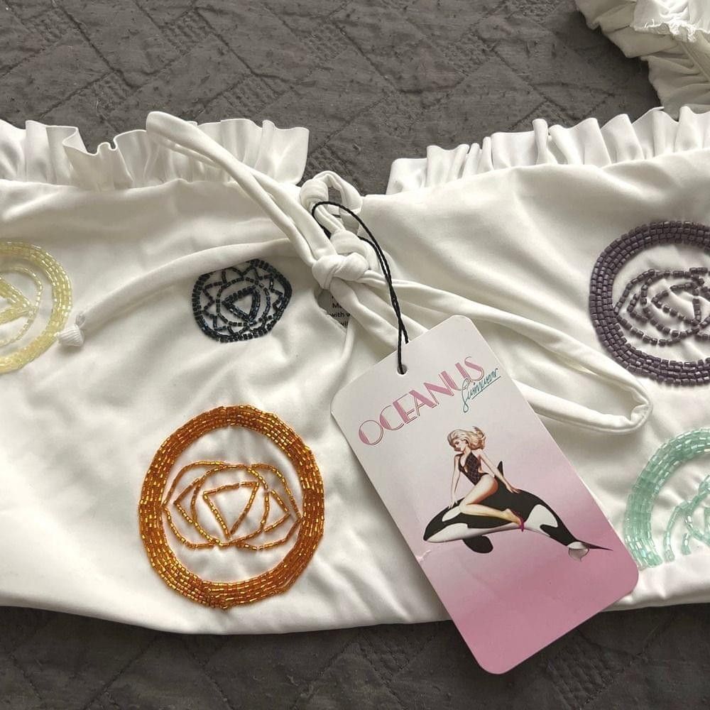 Other Oceanus Off Shoulder White Bikini M Crystal Beading New Size M / US 6-8 / IT 42-44 - 5 Thumbnail