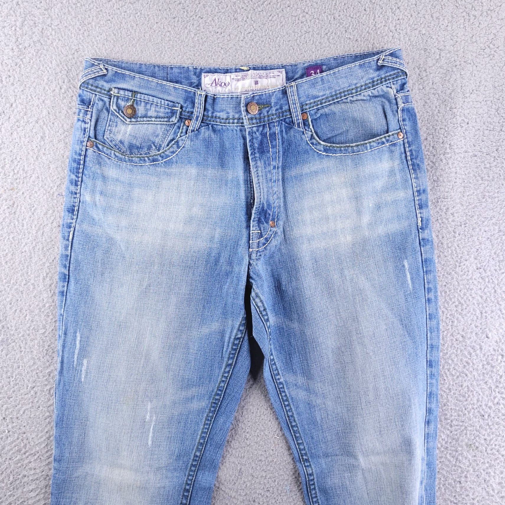 Denime Akoo Jeans Mens 34x33 Blue Denim Straight Fit Jeans Size US 34 / EU 50 - 5 Thumbnail