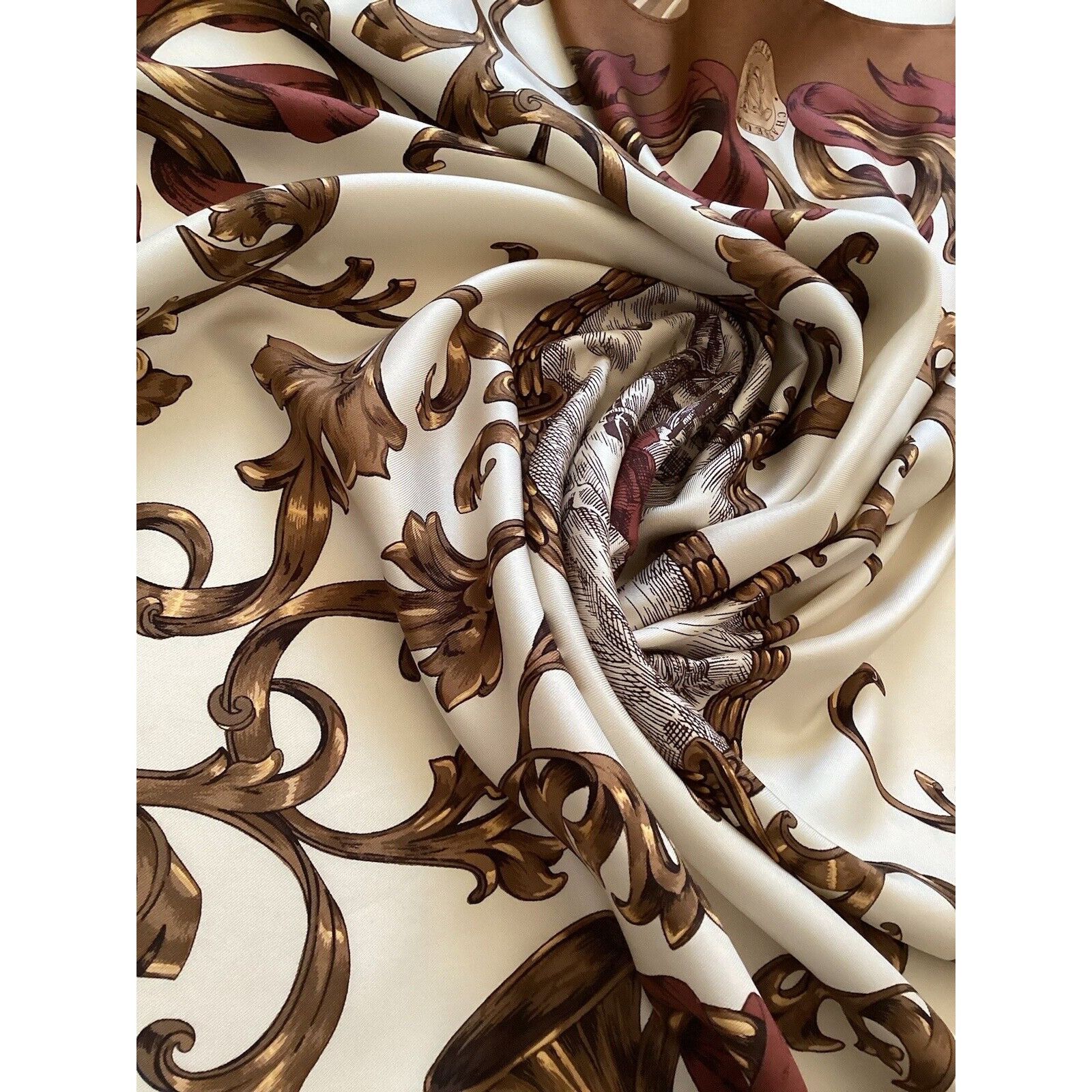 Other CHASSEUR PARIS Ivory Brown Hunting Print Scarf 35" SQR EX CO Size ONE SIZE - 6 Thumbnail