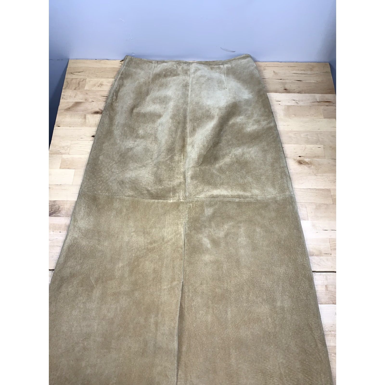 Vintage Marsh Landing Skirt A-Line Leather Beige Tan Long 10 Womens Vintage No Size 32" / US 10 / IT 46 - 3 Thumbnail