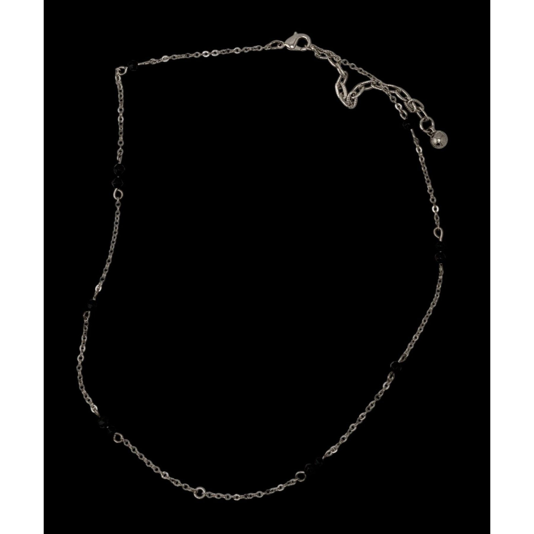 Other Dainty Silver Tone Necklace With Black Beads Pendant Compati Size ONE SIZE - 2 Thumbnail