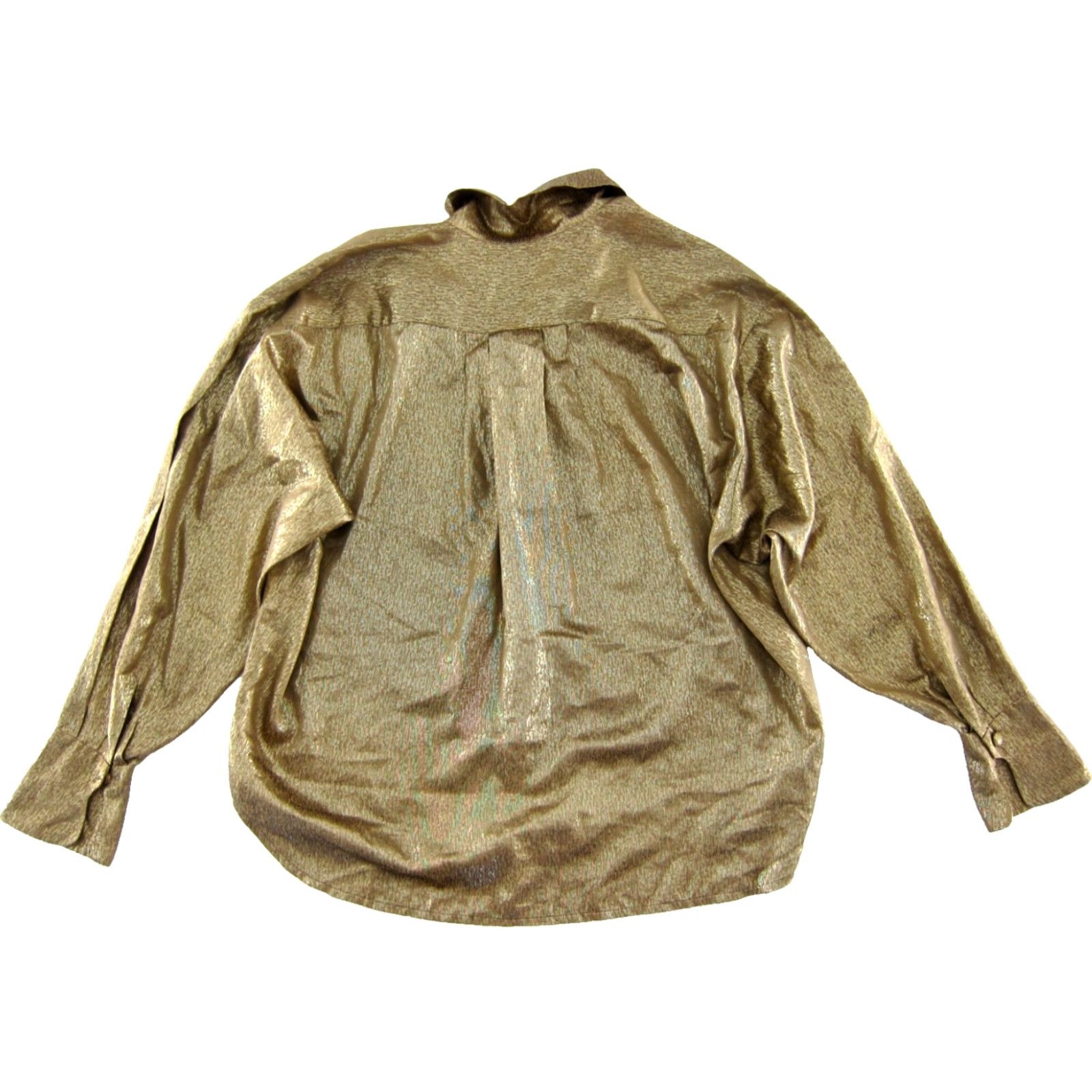 Vintage VINTAGE Mary Ann Restivo Silk Metallic Gold Button Down Long Sleeve Blouse 10/L Size L / US 10 / IT 46 - 2 Thumbnail