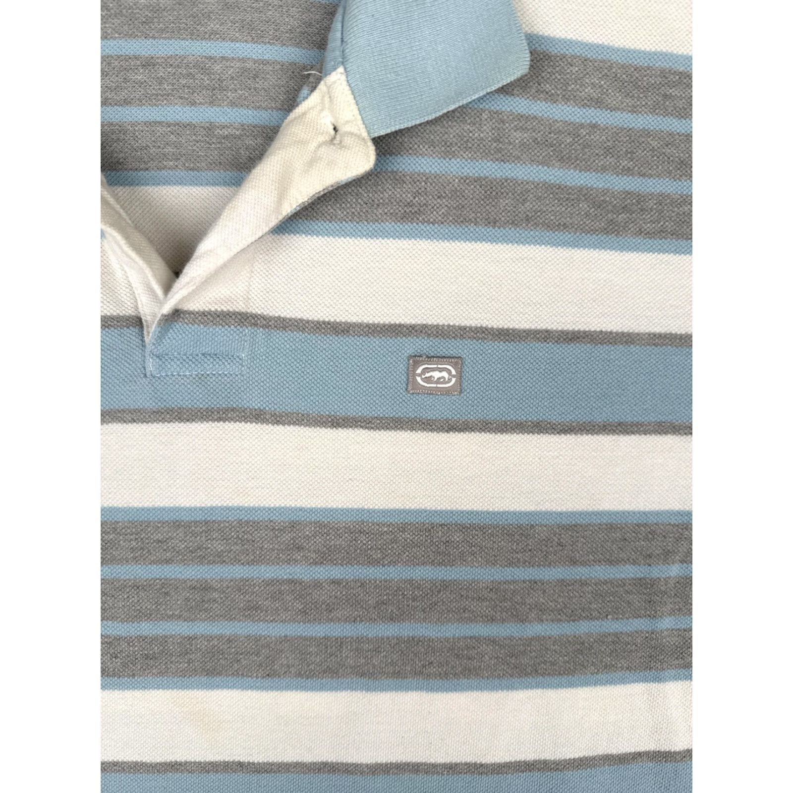 Ecko Unltd. Ecko Unltd Polo Shirt Mens XL Blue Gray Striped Short Sleeve Cotton Logo Casual Size US XL / EU 56 / 4 - 6 Thumbnail