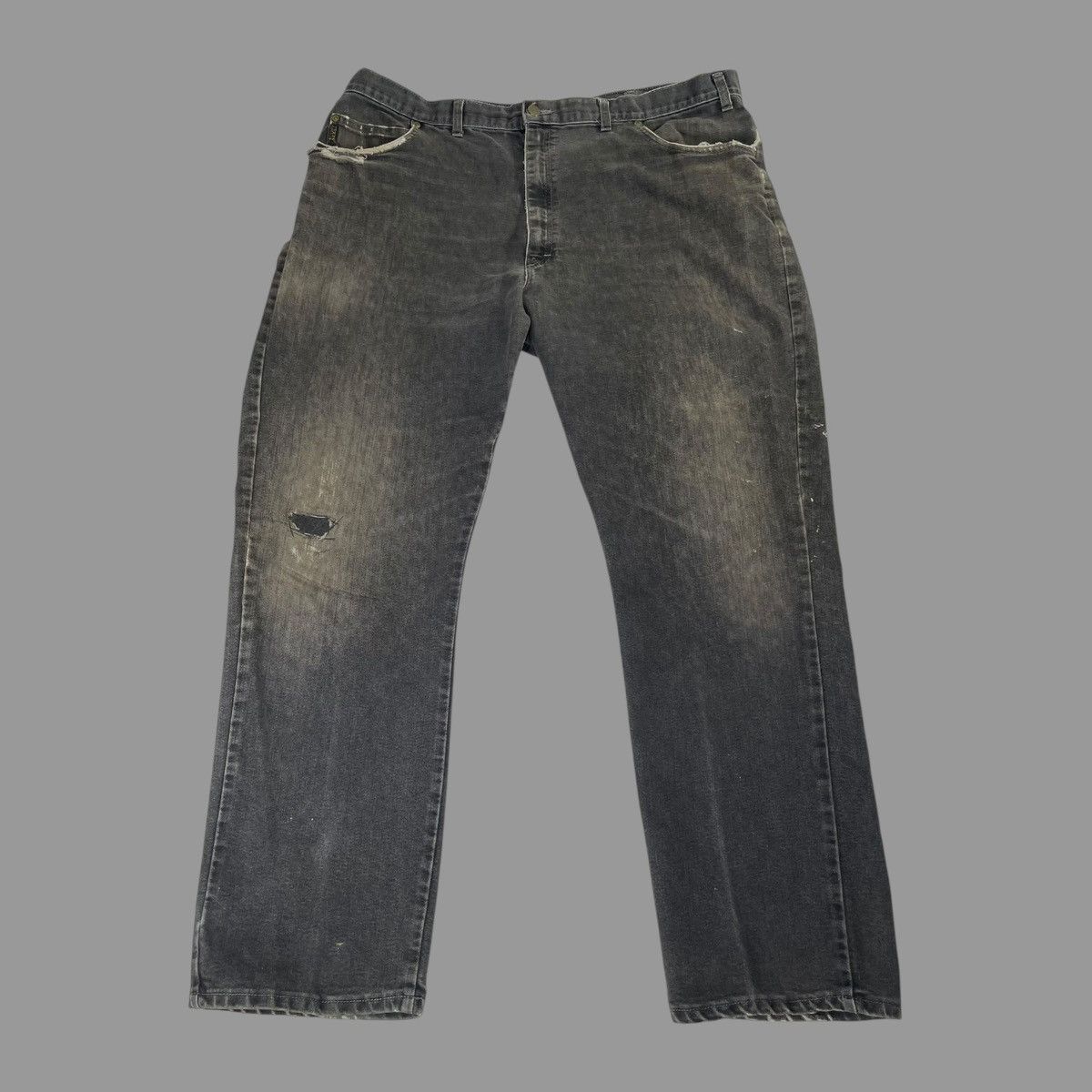 Vintage Vintage 1970s faded repaired black denim jeans Size US 40 / EU 56 - 1 Thumbnail