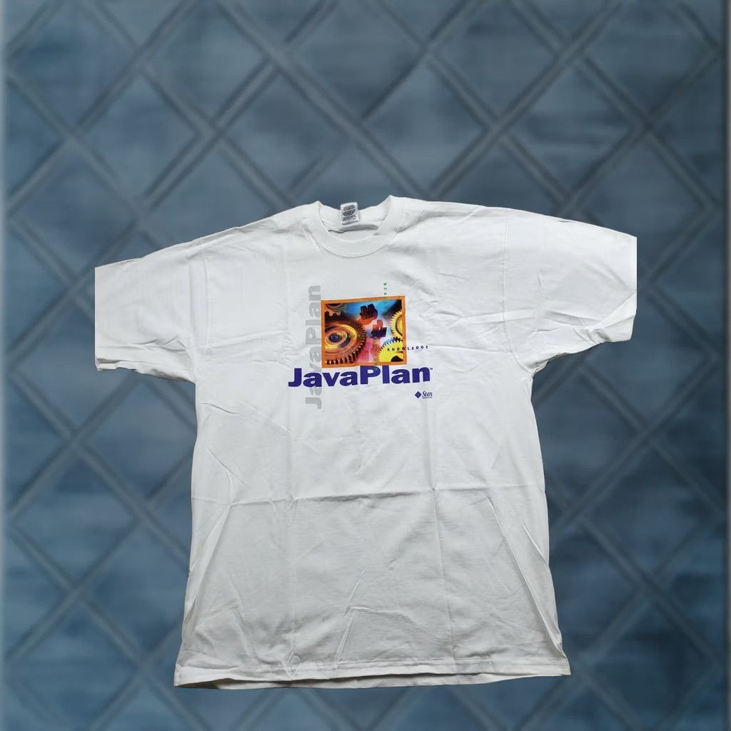 Fruit Of The Loom VINTAGE Sun Microsystems Java Script T Shirt Mens XL Graphic 90s USA White Cotton Short Sleeve Crew Neck Graphic Print Logo PTO Loom USA Size US XL / EU 56 / 4 - 1 Thumbnail