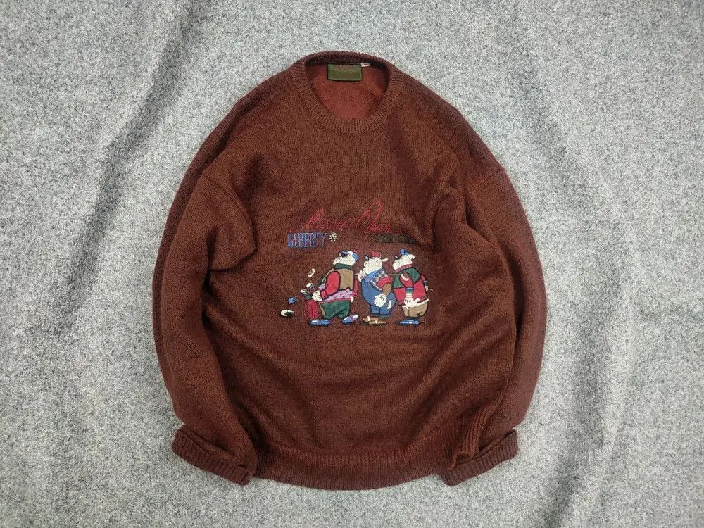 Japanese Brand × Vintage Vintage 80's Liberty Logo Golf Club Knit Brown Sweater Wool Size US M / EU 48-50 / 2 - 1 Thumbnail