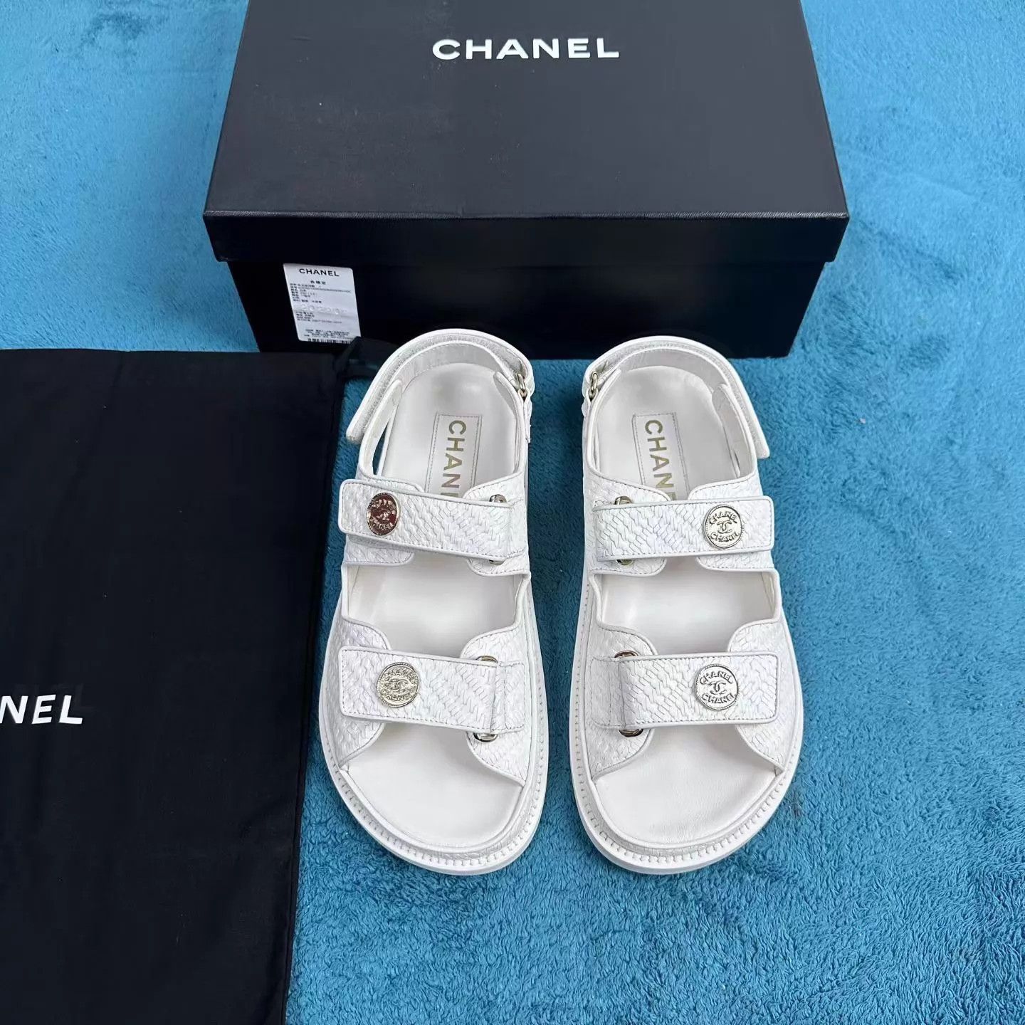 Chanel Chanel Women's Coin Velcro Sandal White 36.5 Size US 6 / IT 36 - 1 Thumbnail