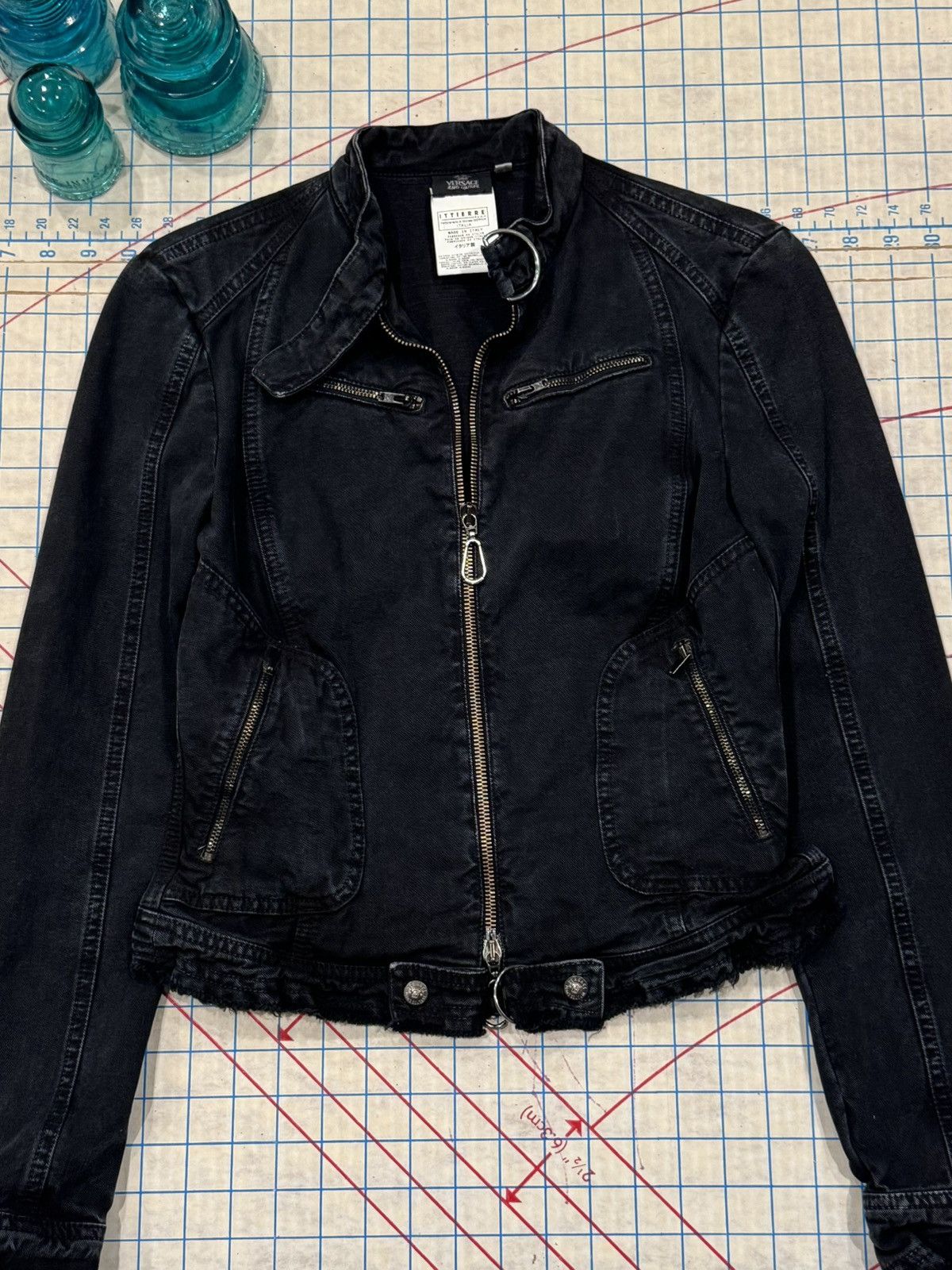 Versace Jeans Couture Versace Jeans Couture Y2K Denim Jacket XS FullZip Black 04/1 Size XS / US 0-2 / IT 36-38 - 2 Thumbnail
