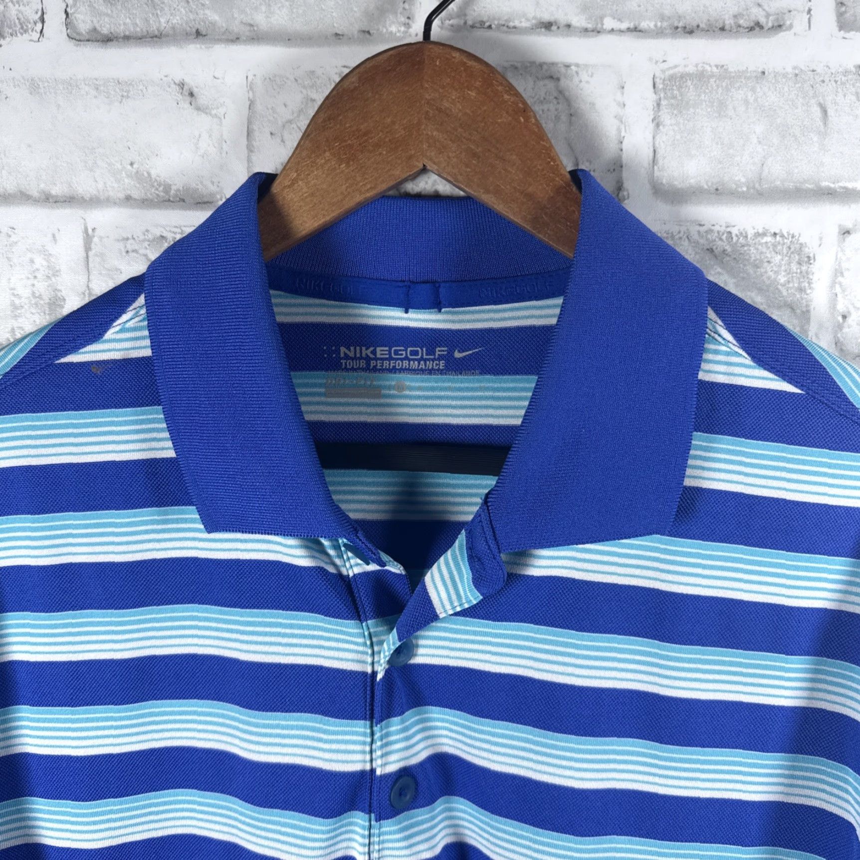 Nike Nike Golf Tour Performance Polo Shirt Mens Size M Blue Striped Size US M / EU 48-50 / 2 - 2 Thumbnail
