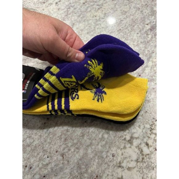 NBA Official NBA U 3 Pair Low Cut Los Angeles Lakers Logo Socks Size ONE SIZE - 3 Thumbnail