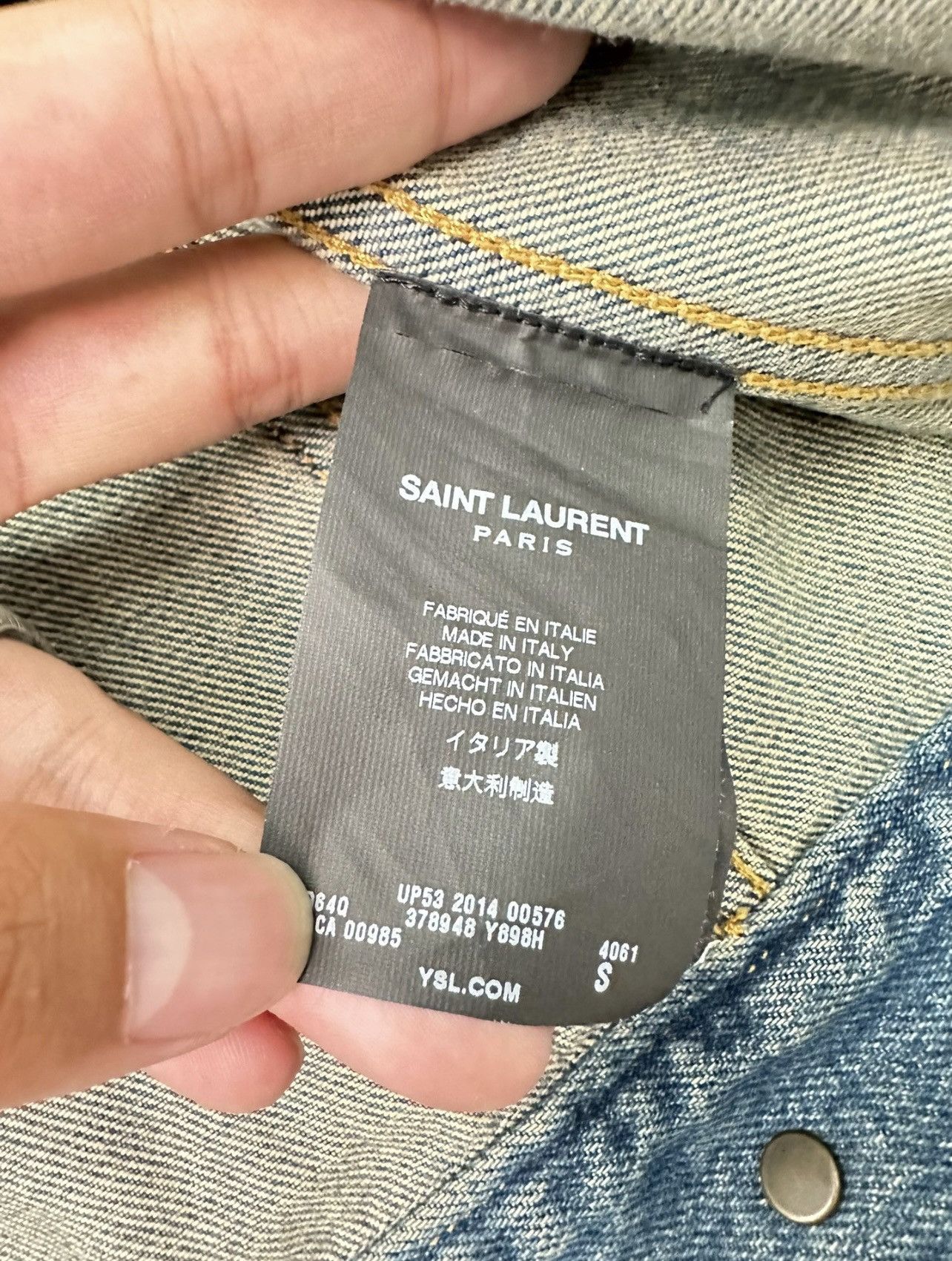 Saint Laurent Paris *RARE* Saint Laurent SS15 Runway Chrystal Denim Jacket Size US S / EU 44-46 / 1 - 6 Thumbnail