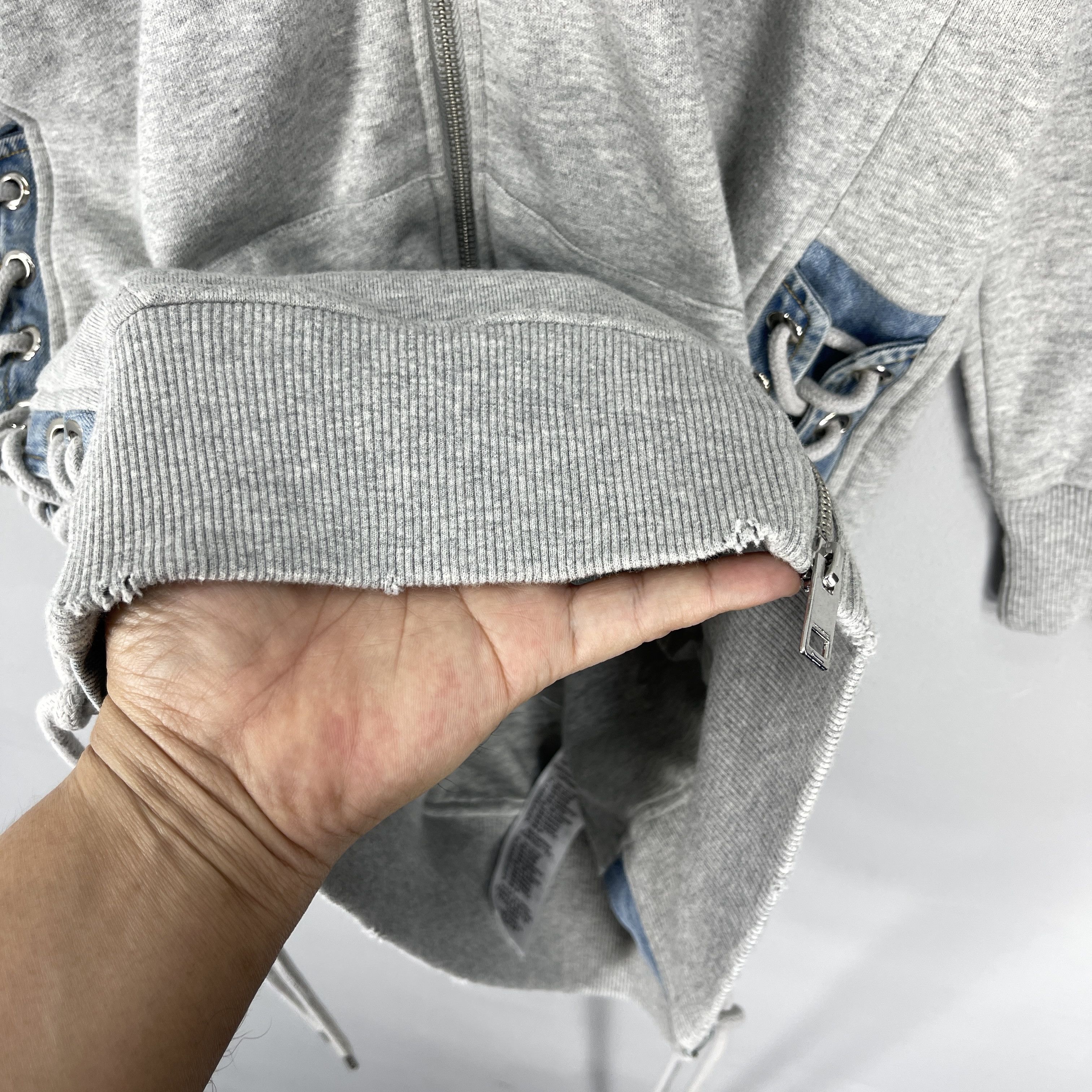 Diesel Diesel Longline Zip-Up Hoodie with Denim Lace-Up Sides Size M / US 6-8 / IT 42-44 - 11 Thumbnail
