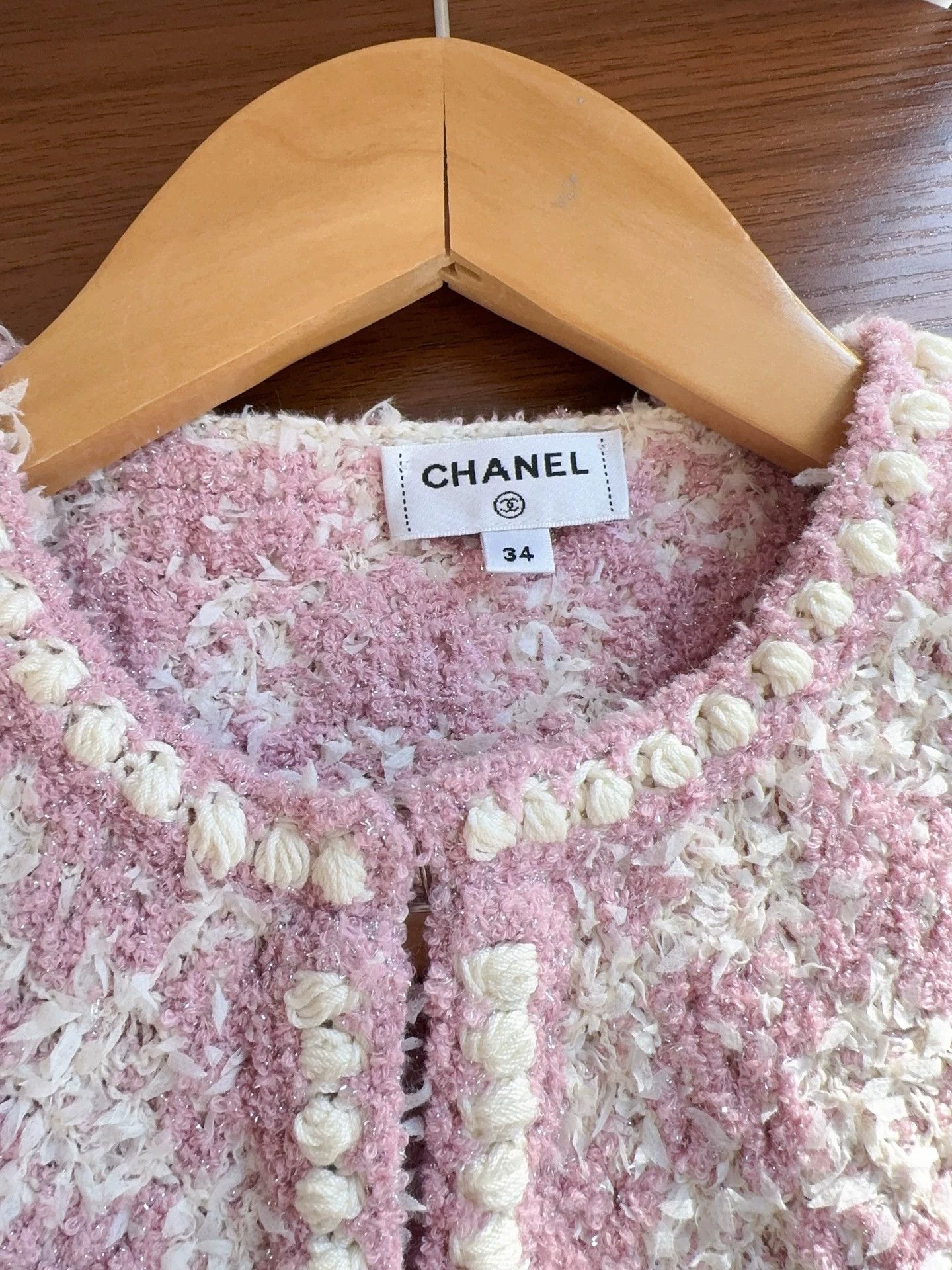 Chanel Chanel 23S Pink Woven Cardigan Women's 34 Size XS / US 0-2 / IT 36-38 - 3 Thumbnail