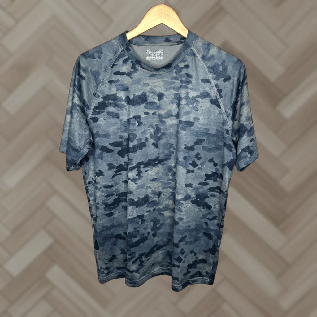 Under Armour Under Armour HeatGear T-Shirt Mens M Blue Camouflage Short Sleeve Size US M / EU 48-50 / 2 - 1 Thumbnail