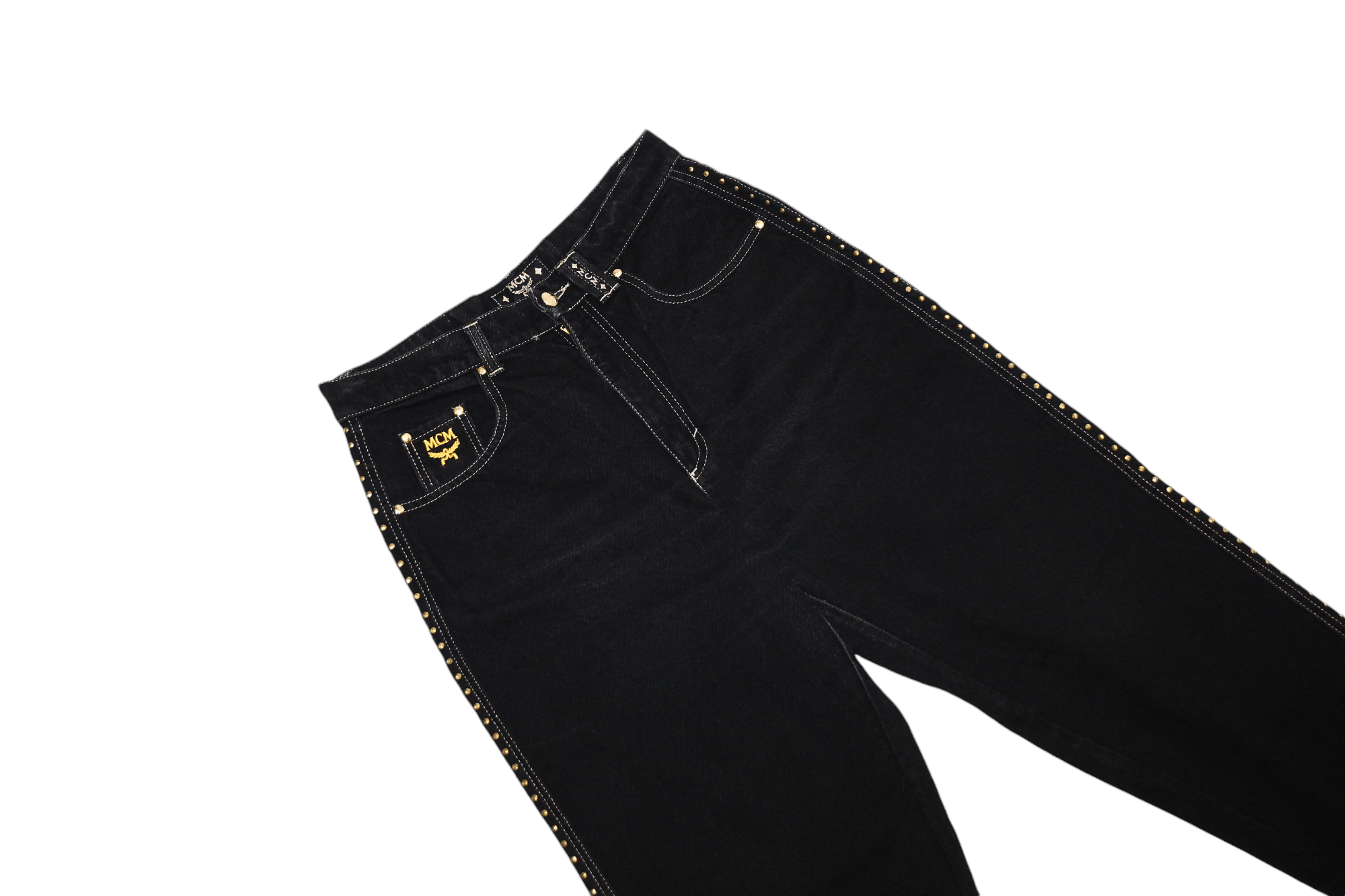MCM RARE🔥90's MCM Studded Gold Taper Baggy Jeans Size US 32 / EU 48 - 4 Thumbnail