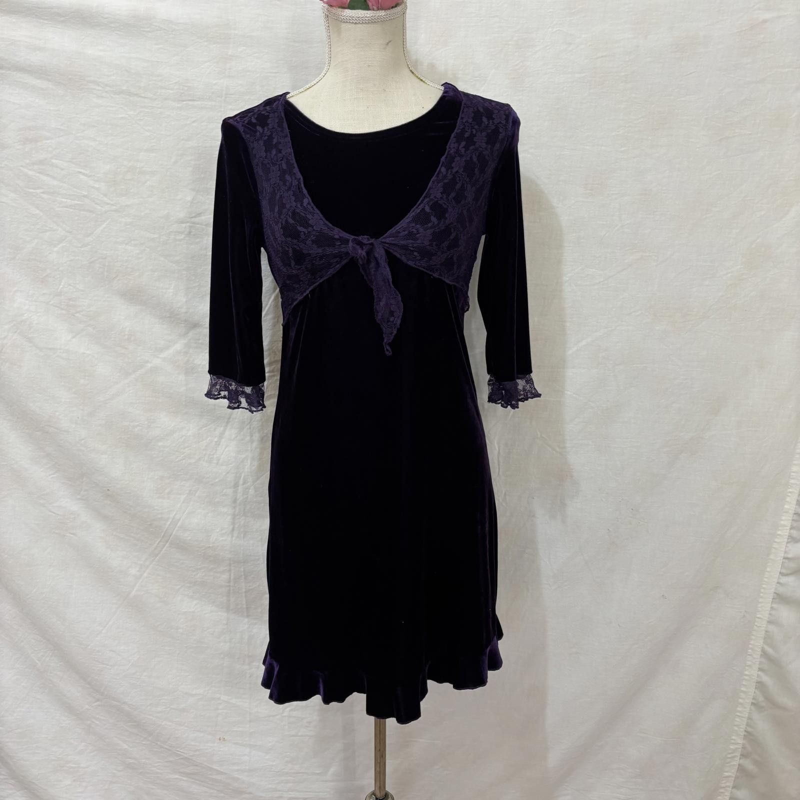 Basic Editions Y2K girls purple velour dress sz 14/16 Size ONE SIZE - 1 Thumbnail