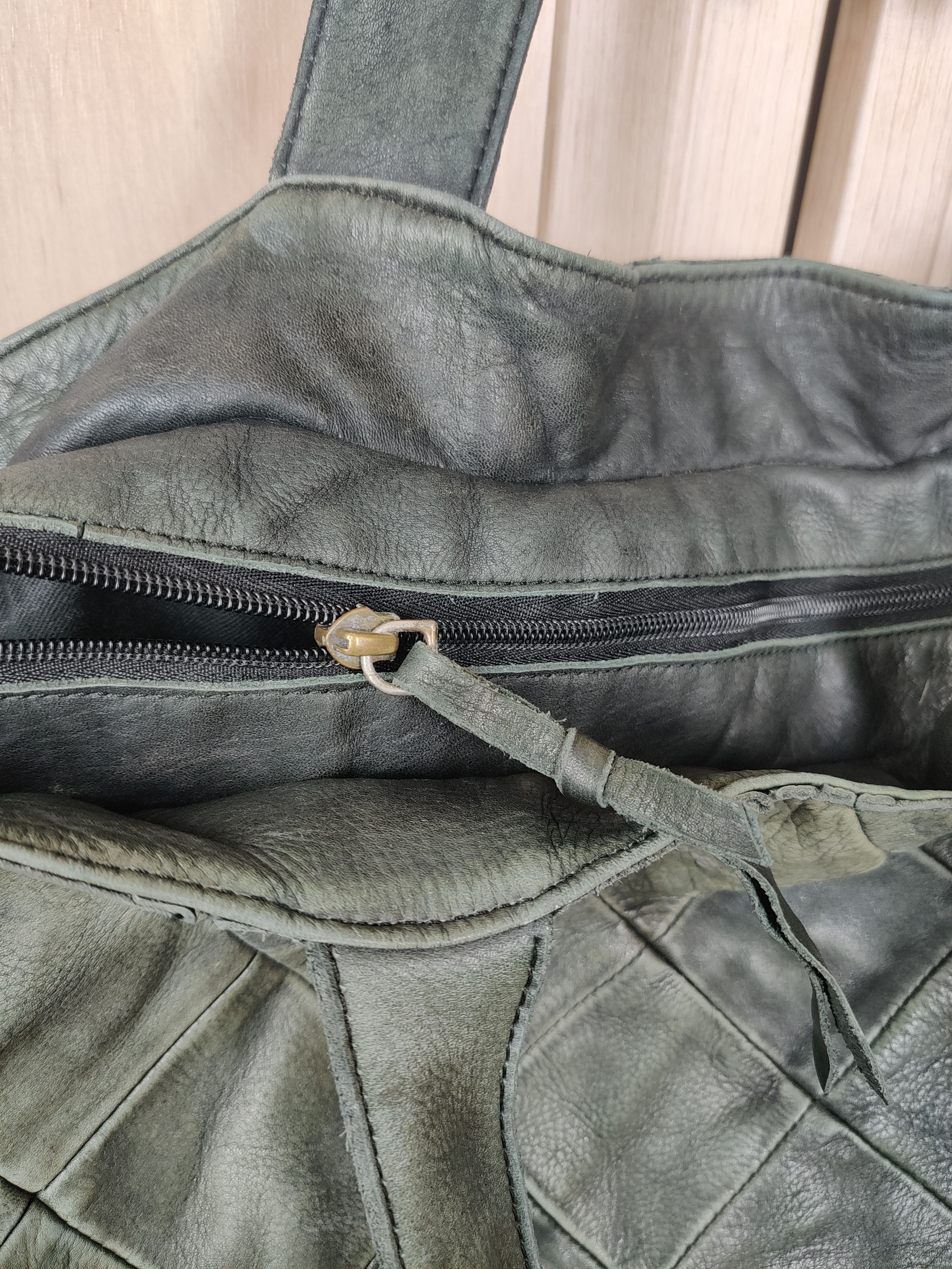 Vintage Vintage Fade Patina Leather Tote Bag Bottega Style Size ONE SIZE - 4 Thumbnail