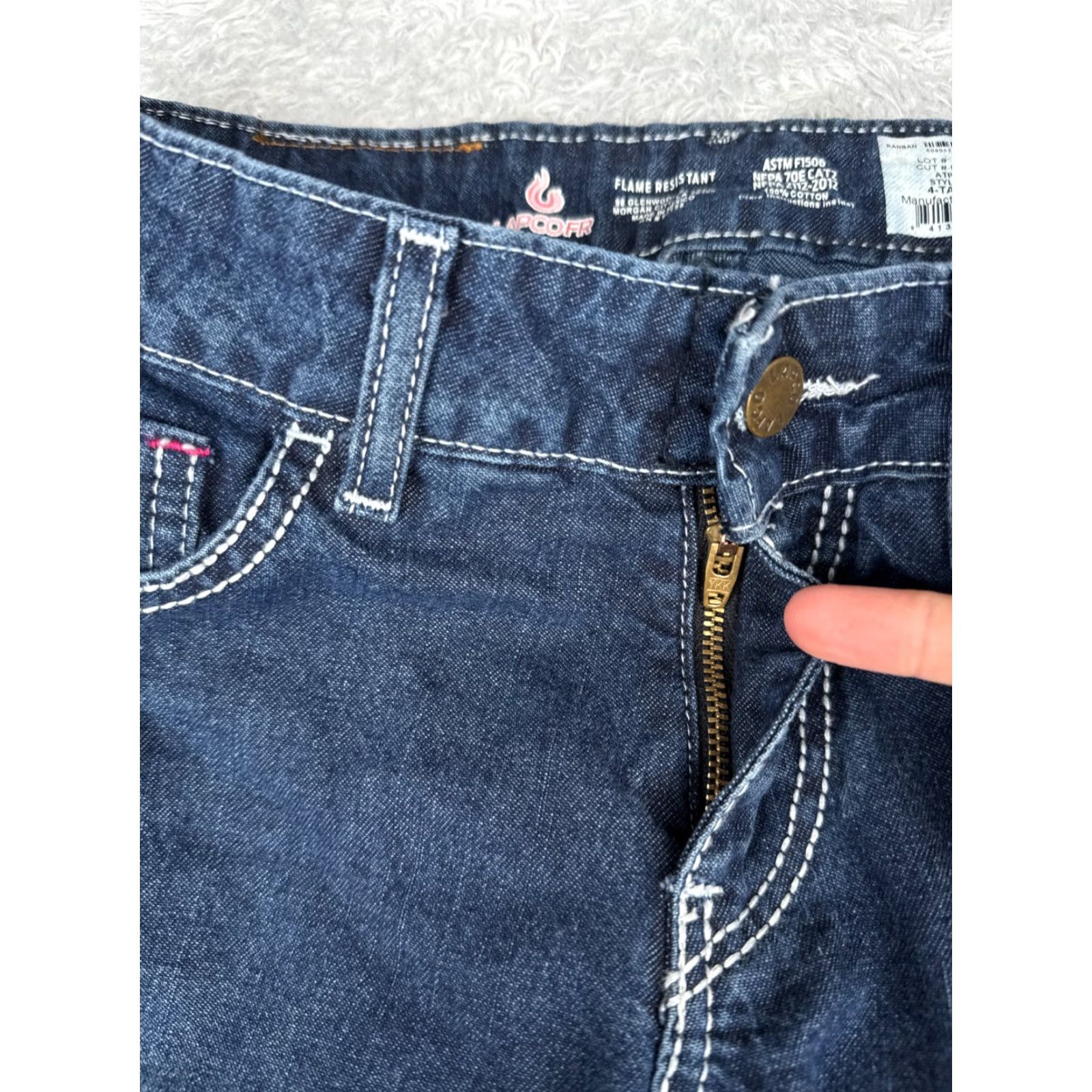 LAPCO Jeans Women Bootcut Denim 28x33 Blue Flame-Resistant Mid Rise 4 Regular 5-Pocket CAT2 Vintage No