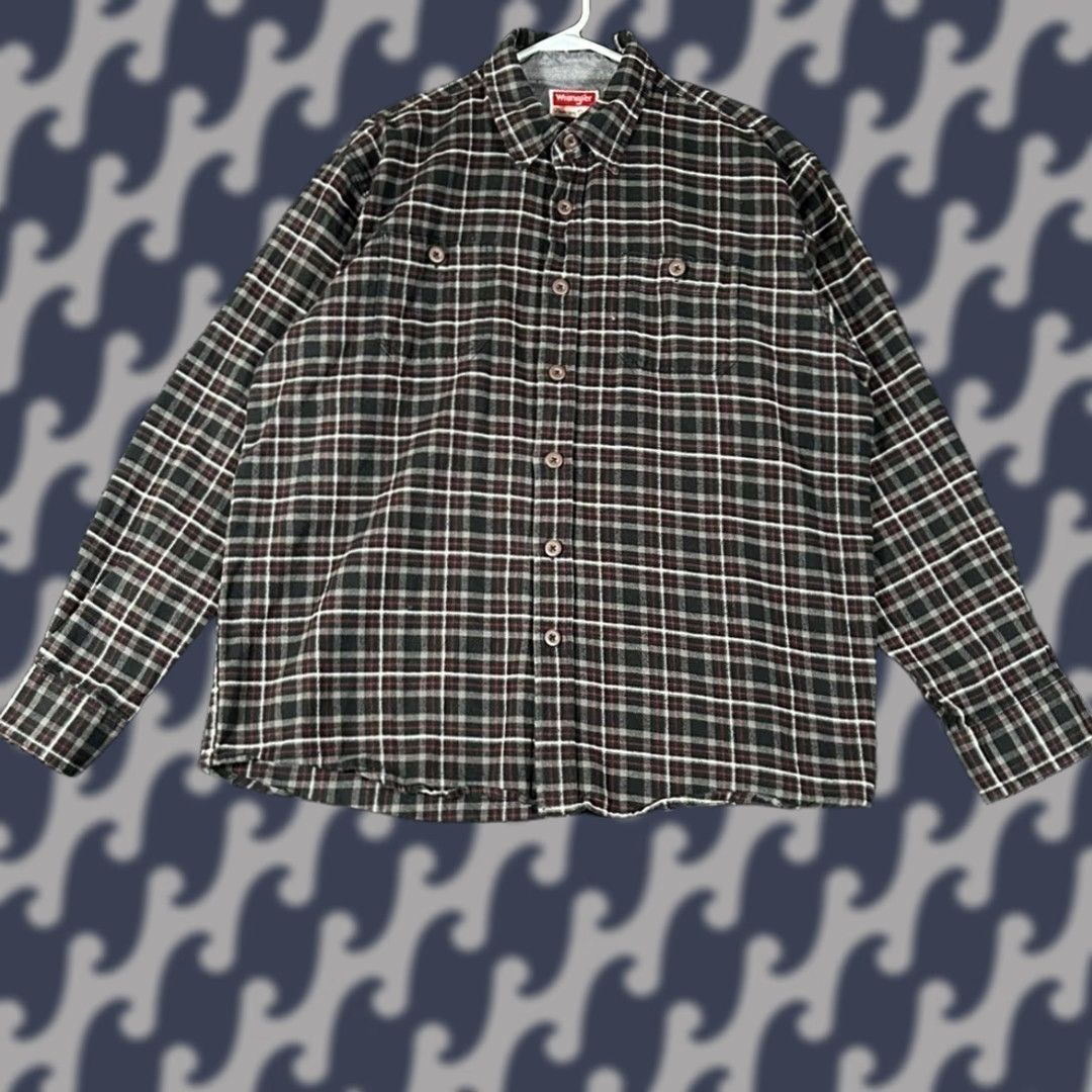 Wrangler VINTAGE Wrangler Mens Flannel Shirt Plaid Button Down Long Sleeve Black Red XL Size US XL / EU 56 / 4 - 1 Thumbnail