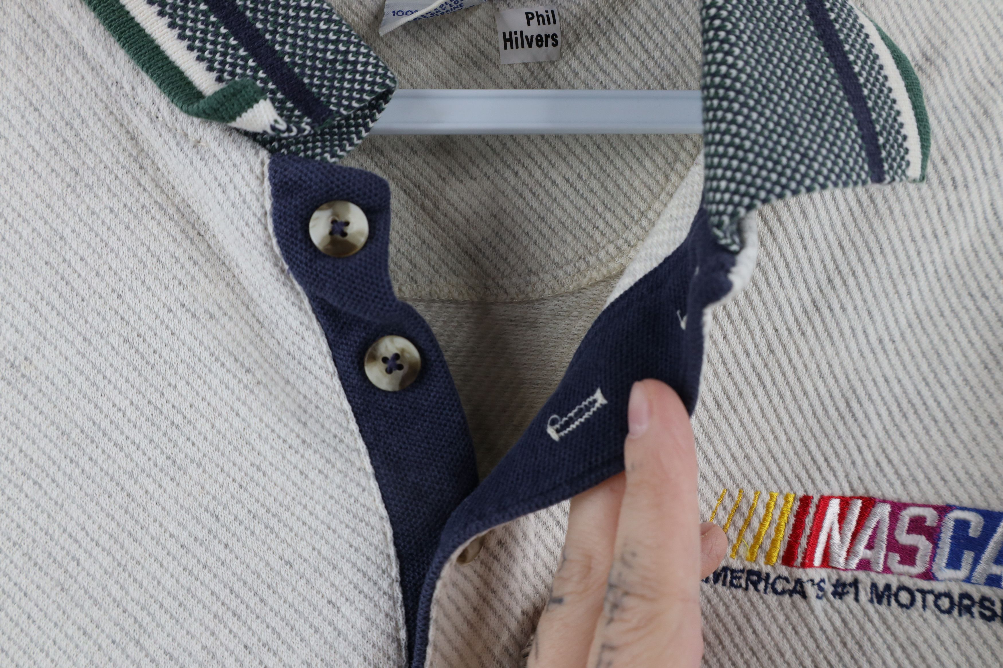 Vintage Vintage 90s Spell Out NASCAR Racing Polo Shirt Gray USA Size US L / EU 52-54 / 3 - 8 Thumbnail