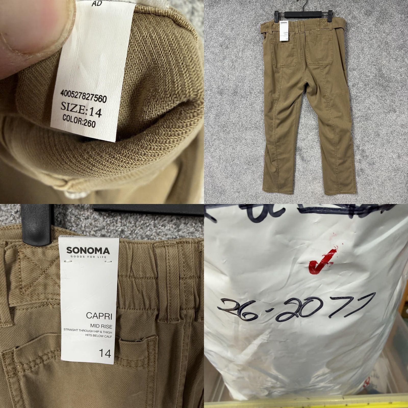 Vintage Sonoma Goods For Life Capri Pants 14 Capri Women Brown Twill with Belted Pockets Regular Inseam 27in Casual Summer Size 36" / US 14 / IT 50 - 9 Thumbnail