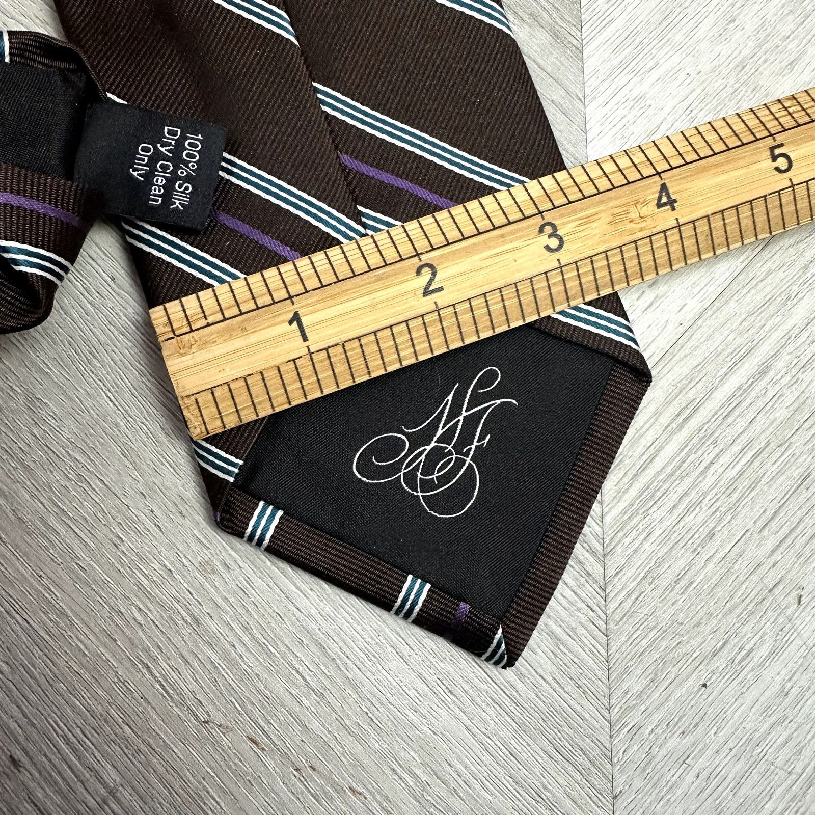 Hickey Freeman Hickey Freeman Brown Diagonal Stripe Silk Tie Blue White Size ONE SIZE - 5 Thumbnail