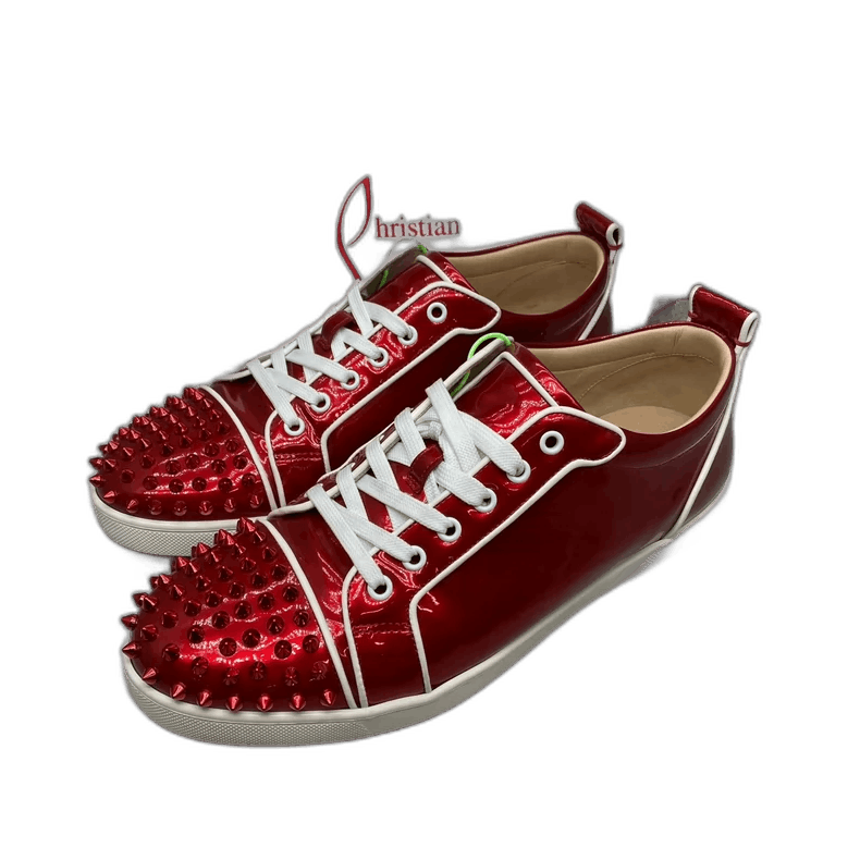 Red Studded Sneakers with White Laces-yf