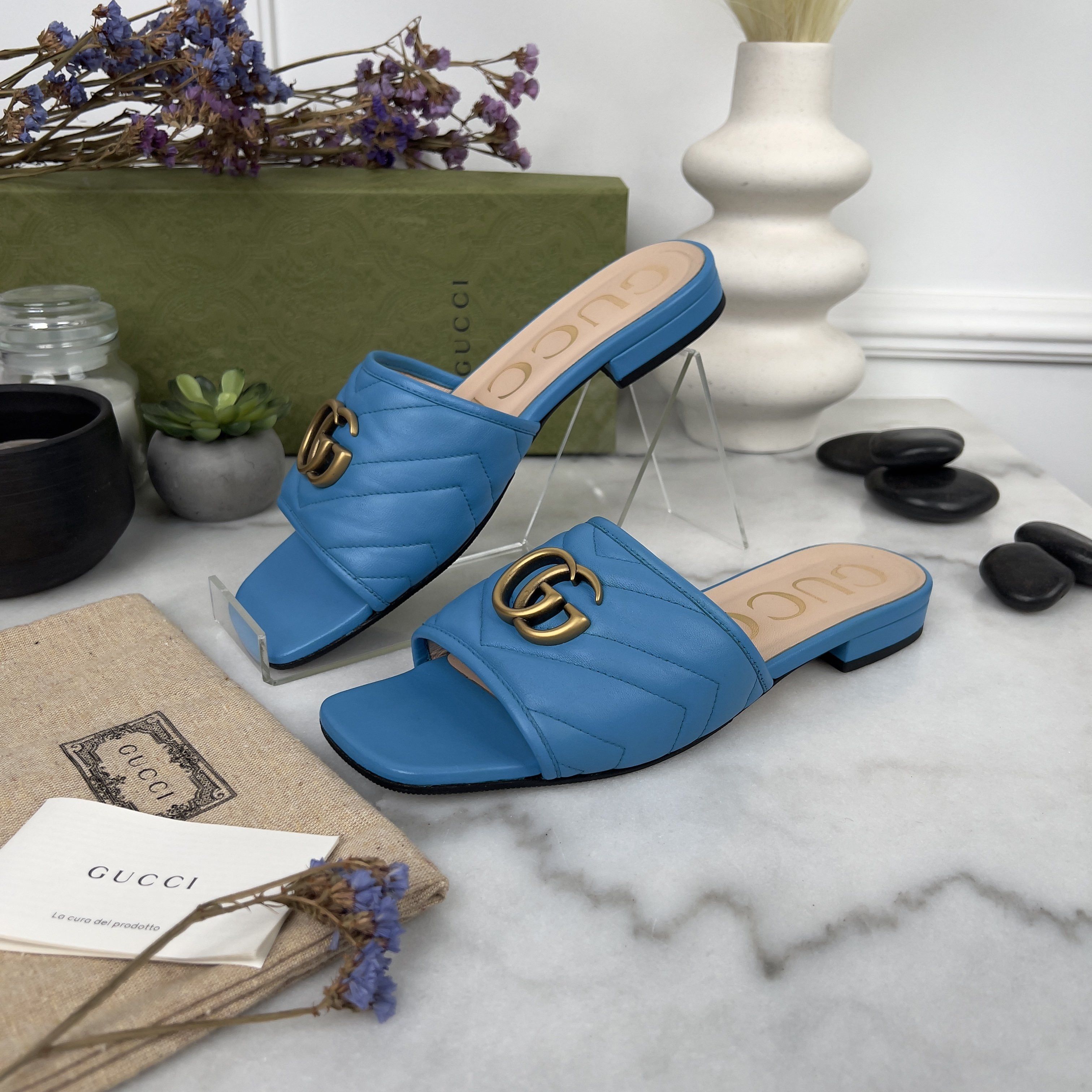 Gucci GUCCI Marmont GG Slide Sandals Mule Leather Size US 7 / IT 37 - 4 Thumbnail