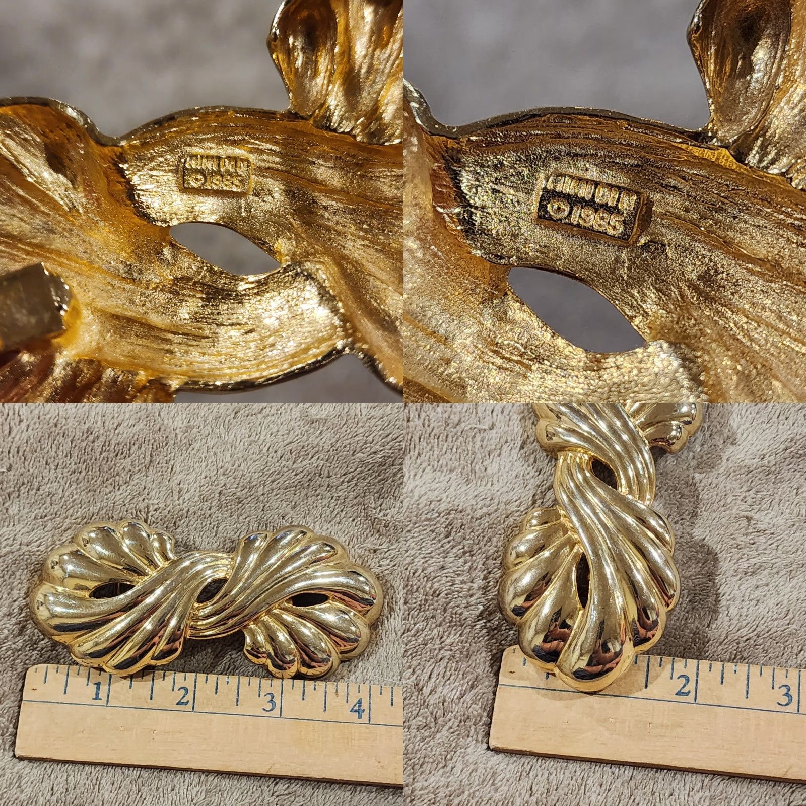 Vintage VINTAGE Mimi di N Bow Ribbon Belt Buckle Interlocking Gold Women 1970s Nature Belt Buckle Gold Women Size ONE SIZE - 8 Thumbnail
