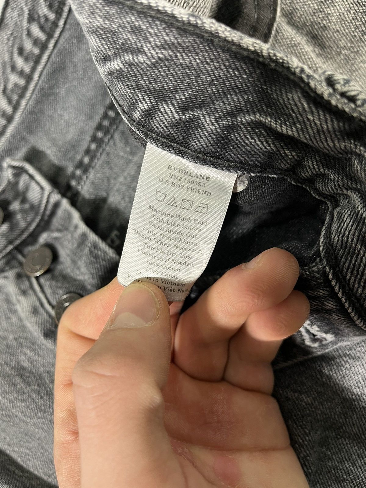 Everlane Custom Upcycled 1 of 1 Y2K Dark Grey Distressed Denim Size US 30 / EU 46 - 8 Thumbnail