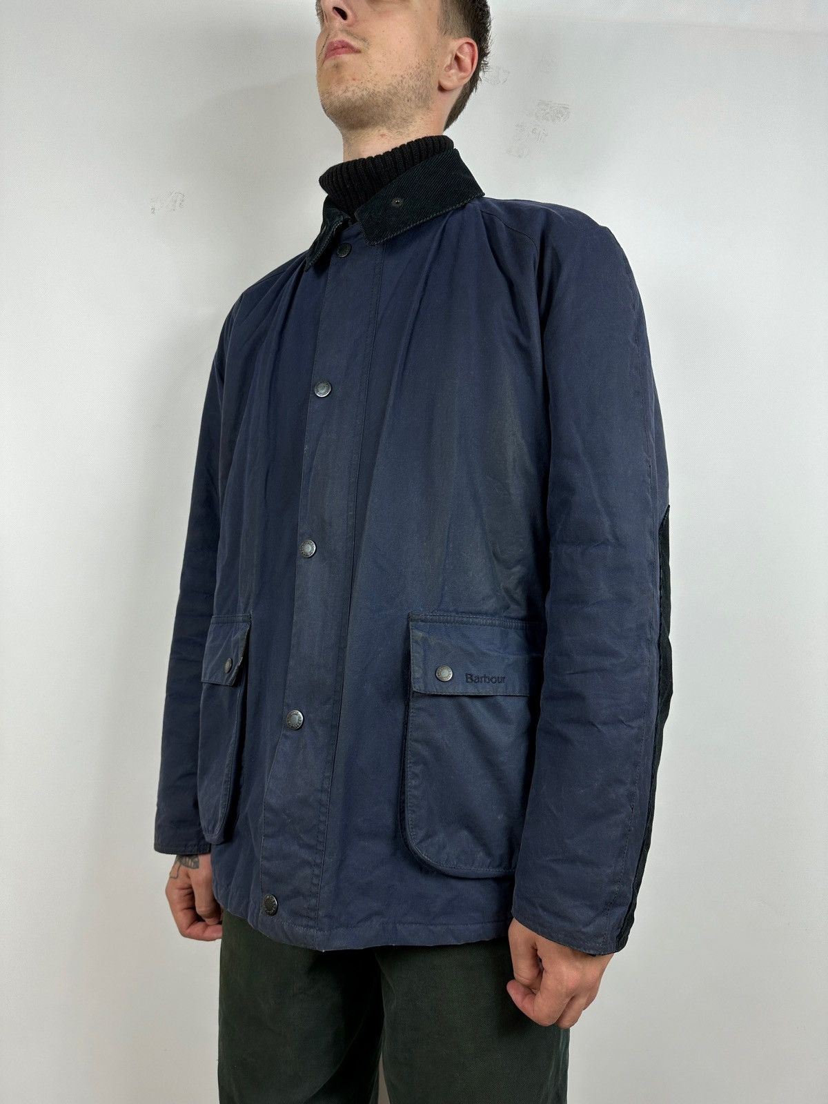 Barbour Waxed Barbour Strathyre Navy Blue Waxed Coat Jacket Grailed