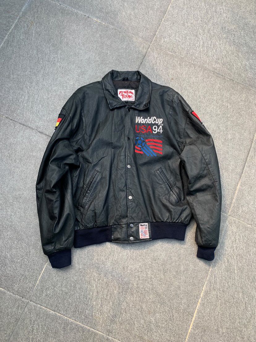 Vintage MONTANA TOON USA WORLDCUP 94 LEATHER JAKCET Size US XL / EU 56 / 4 - 2 Thumbnail