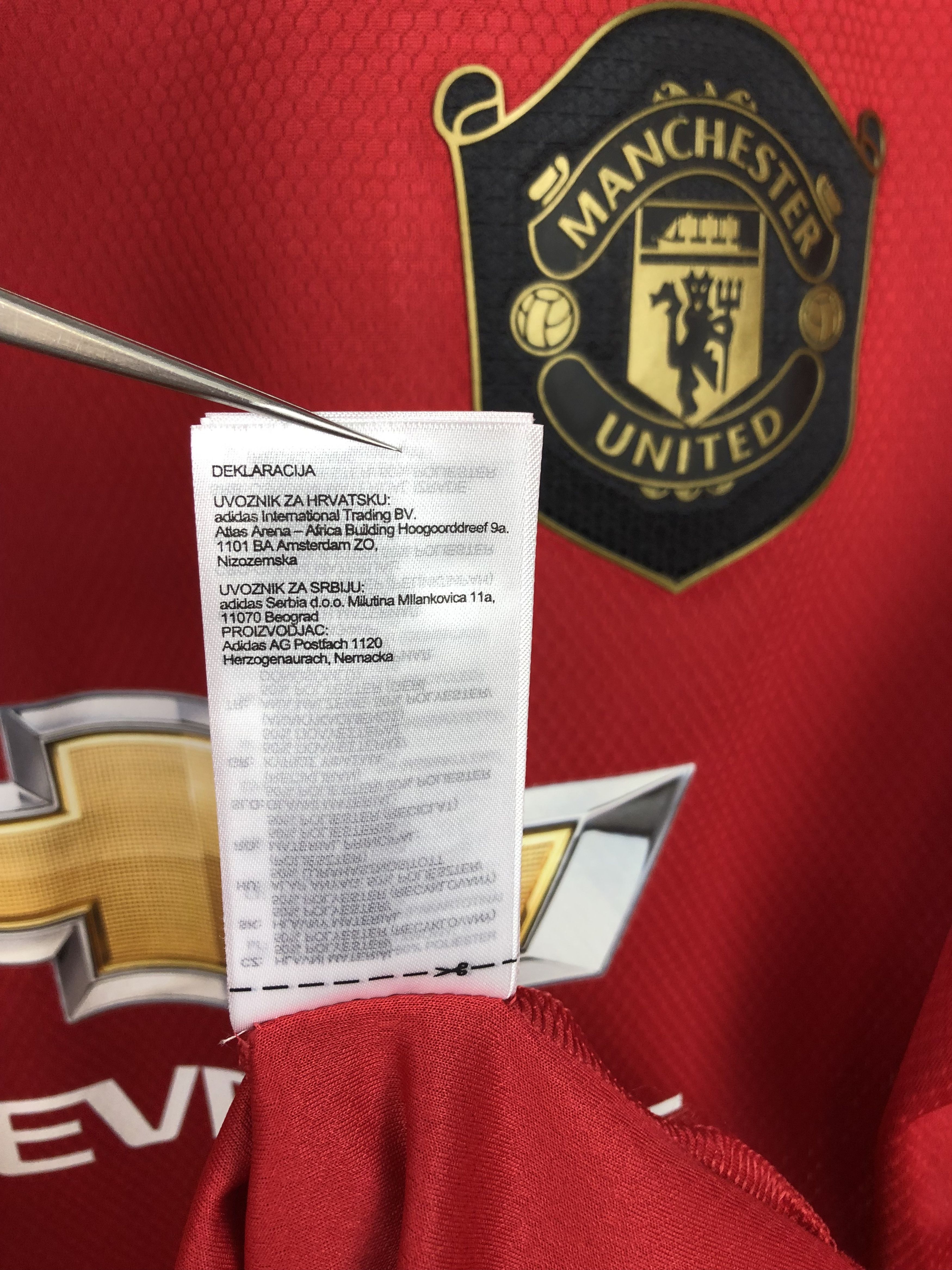 Adidas Manchester United football shirt 2019 Soccer Adidas Jersey Size US L / EU 52-54 / 3 - 8 Thumbnail