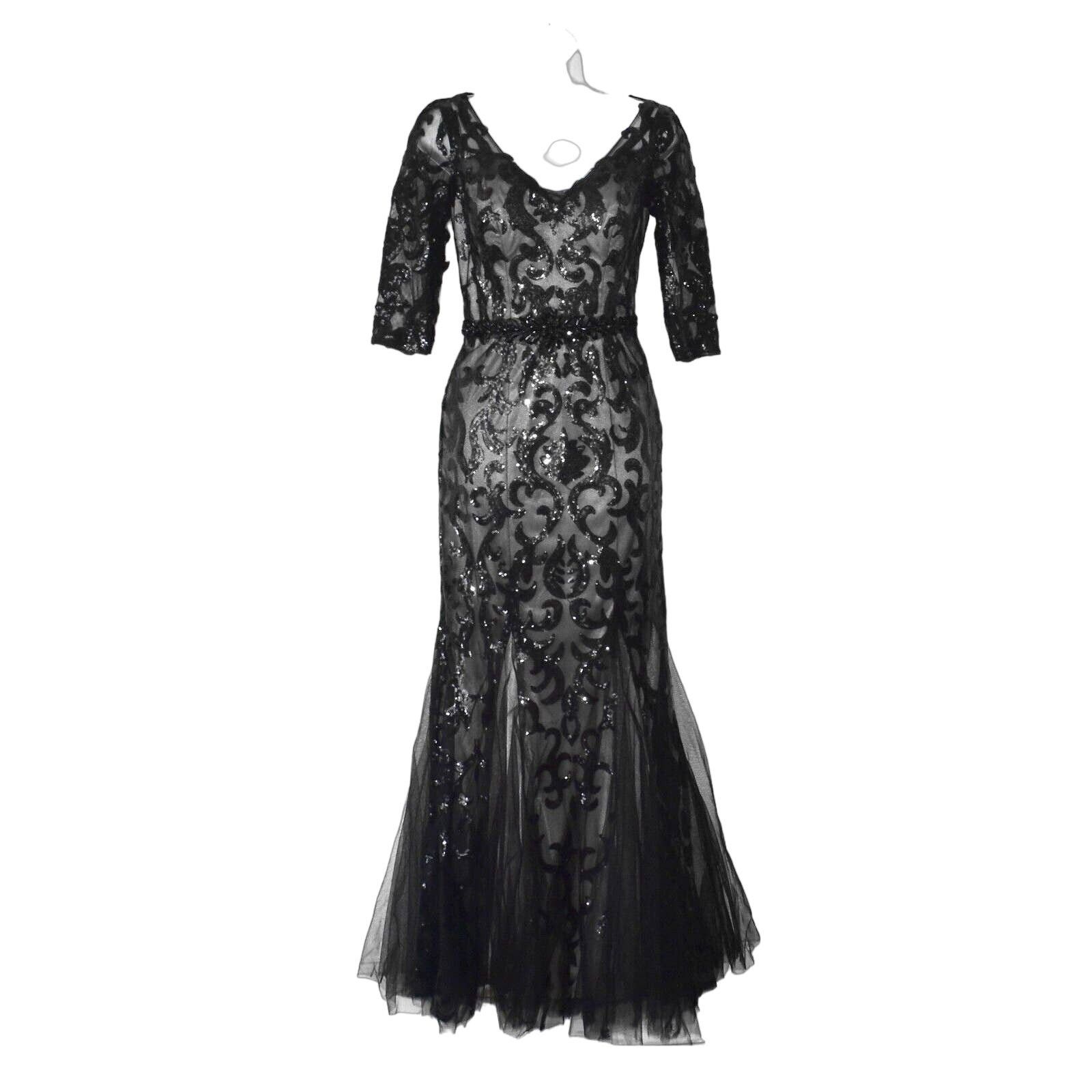 Montage D0 NWOT MONTAGE BY MON CHERI Black Sequin Maxi Gown Dress 4 Size S / US 4 / IT 40 - 1 Thumbnail