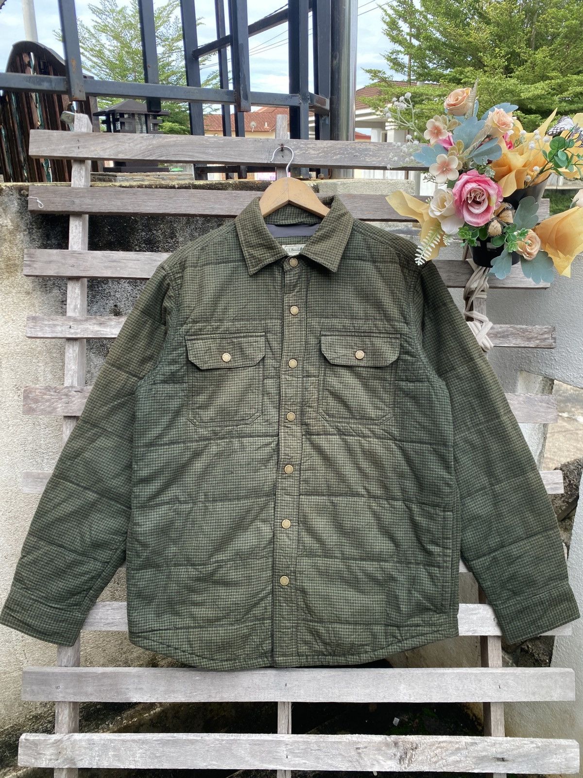 L.L. Bean Vintage L.L Bean Checkered Puffer Jacket - sunfaded Size US S / EU 44-46 / 1 - 2 Thumbnail