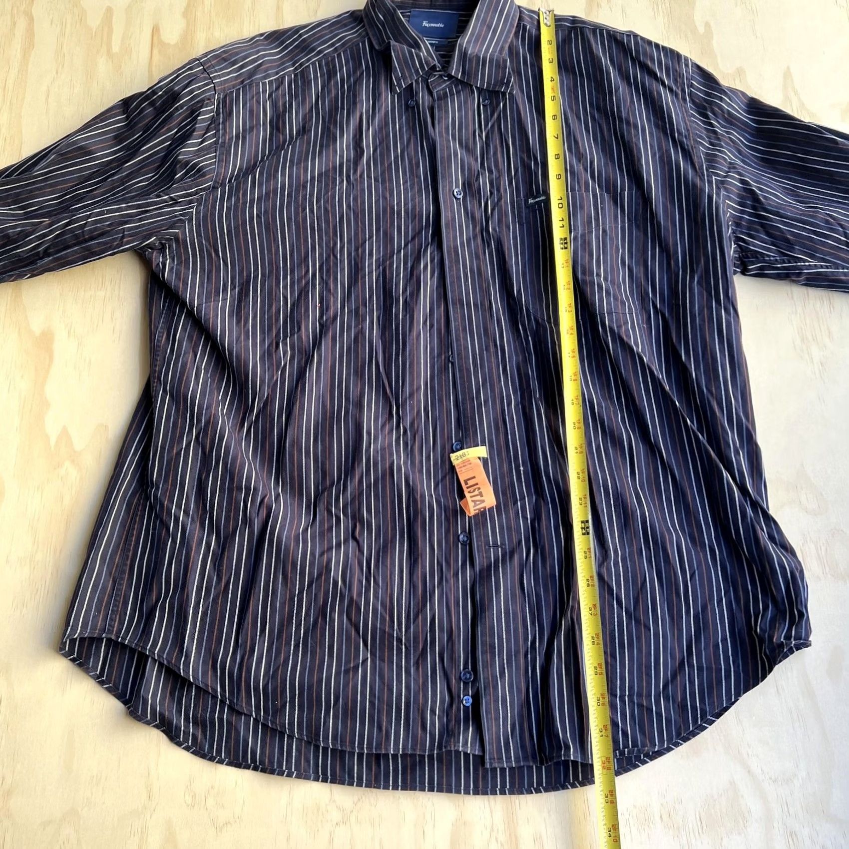 Faconnable Faconnable Classique Mens XL Blue Stripe Long Sleeve Button Up Shirt Cotton Size US XL / EU 56 / 4 - 6 Thumbnail