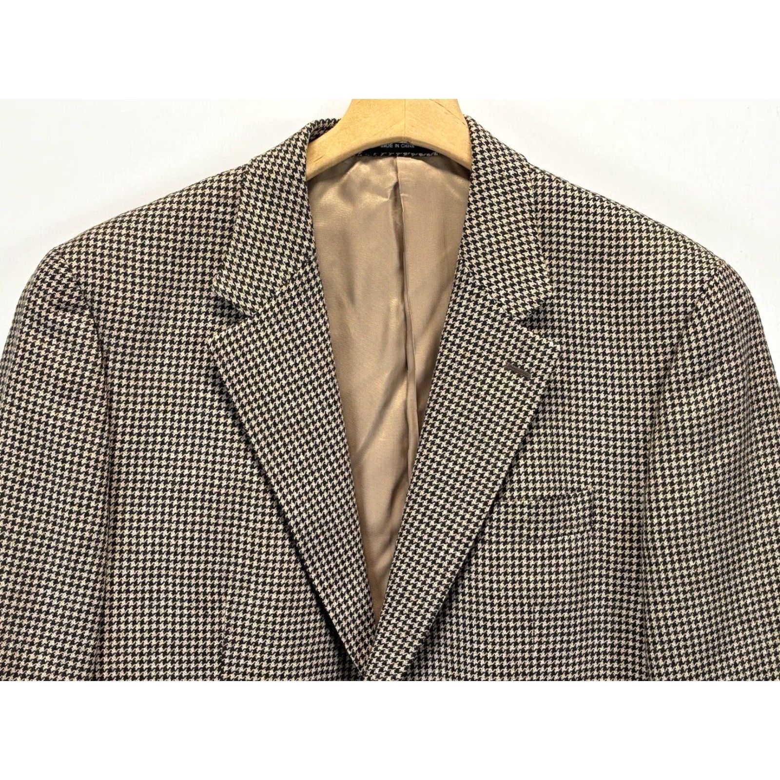 Ralph Lauren Lauren Ralph Lauren Blazer 40R Houndstooth Brown Men's Regular Fit Business Casual Size 40R - 2 Thumbnail