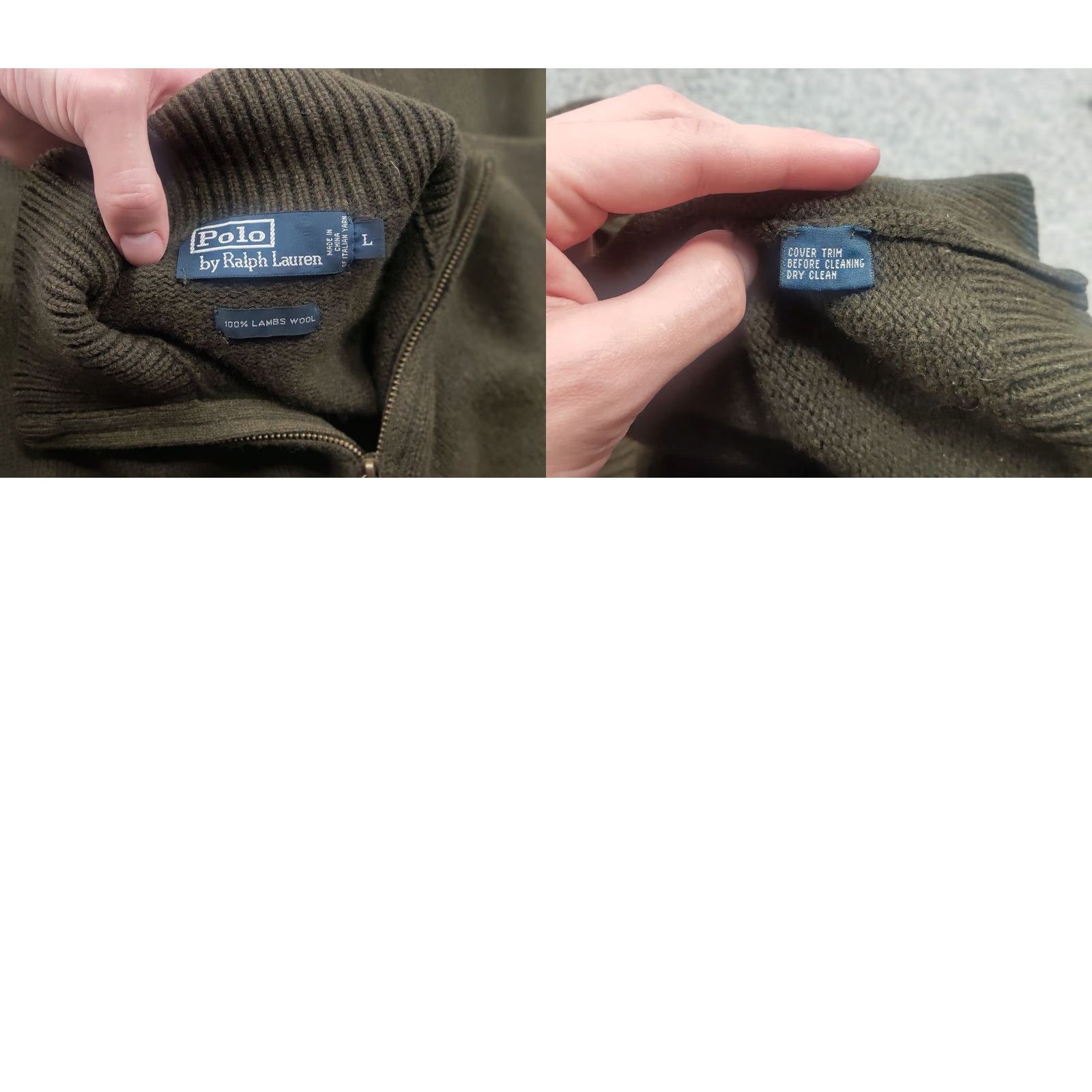 Polo Ralph Lauren VINTAGE Polo Ralph Lauren Lambswool half zip Collar Knit Dark Green Sweater Size US L / EU 52-54 / 3 - 9 Thumbnail