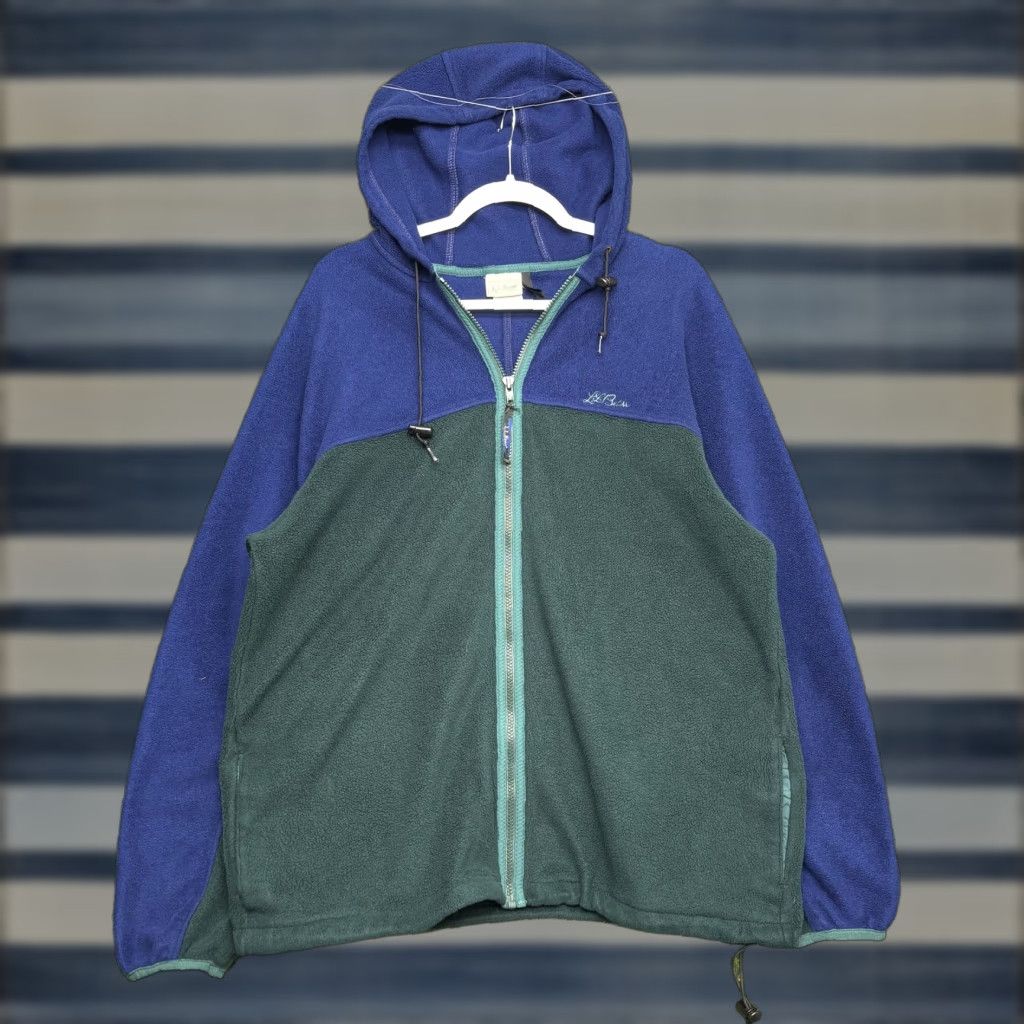 Vintage L.L. Bean Jacket Mens Extra Large Fleece Hooded Full Zip Blue Outdoor Hiking Windbreaker Casual Travel Workwear Size US XL / EU 56 / 4 - 1 Thumbnail