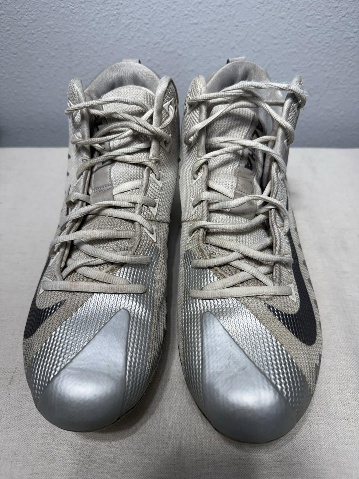 Nike Nike Alpha Menace Pro Mens 11.5 Silver Mid Football Cleats Size ONE SIZE - 3 Thumbnail